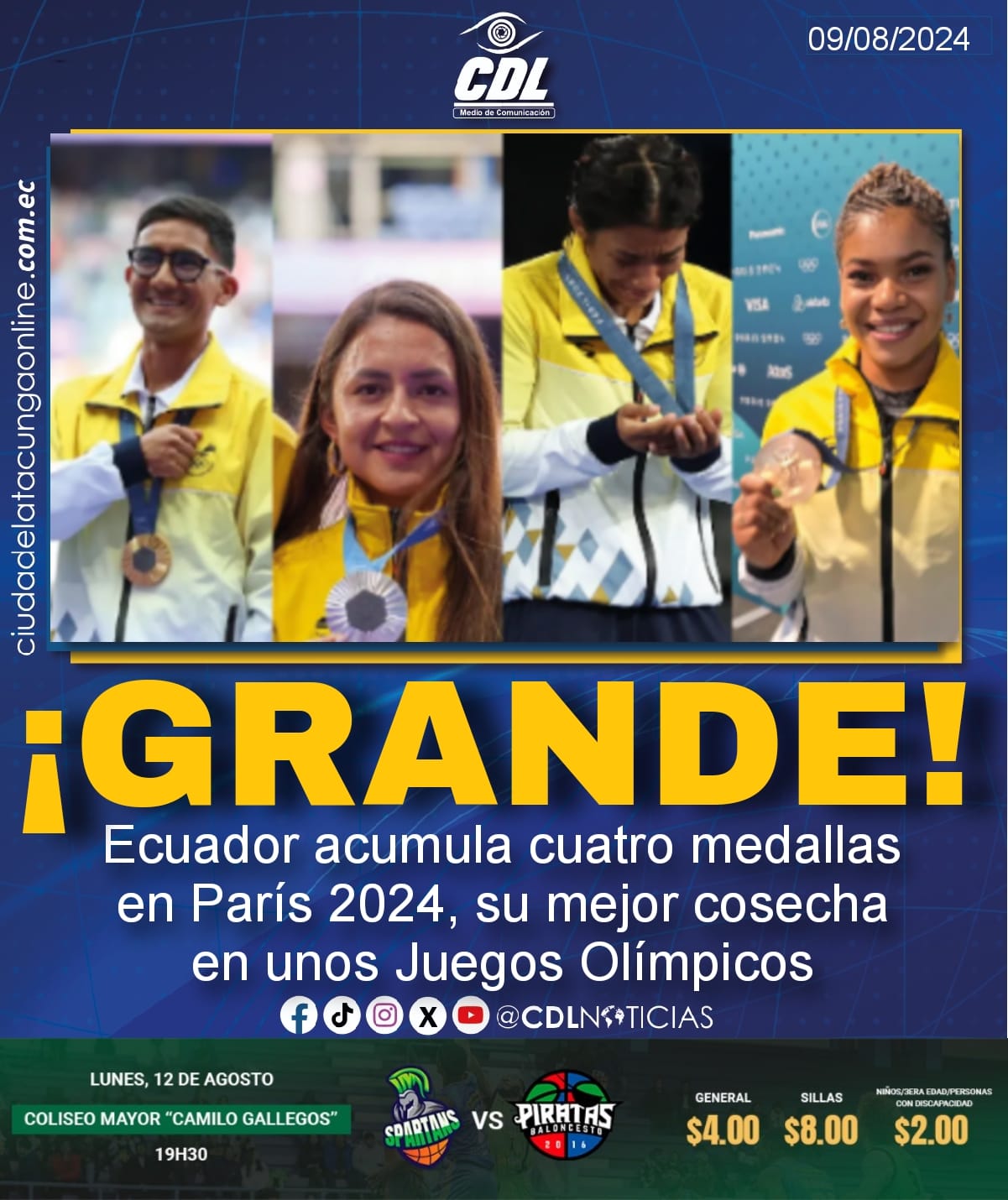 Ecuador acumula cuatro medallas en París 2024, su mejor cosecha en unos Juegos Olímpicos