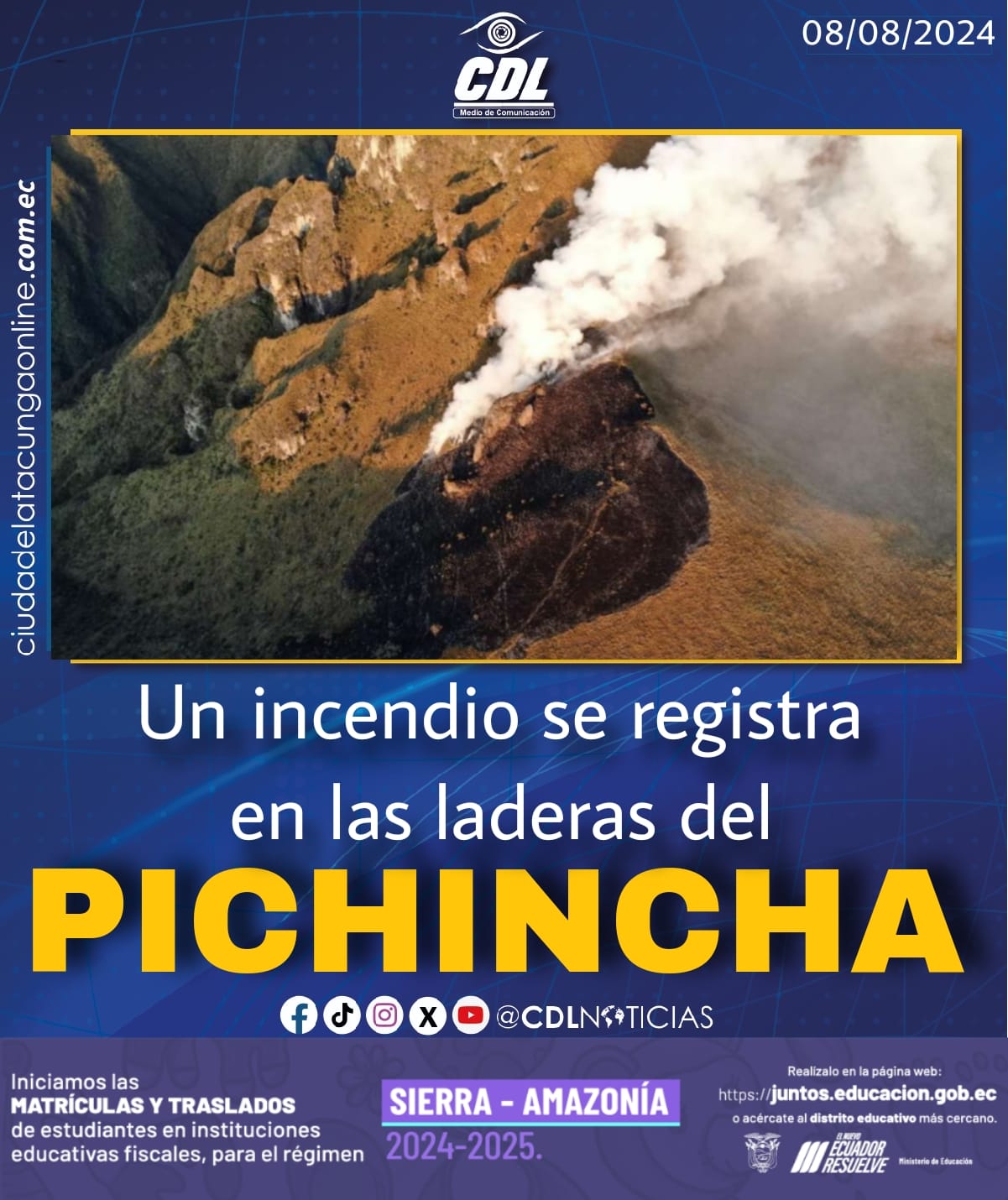 Un incendio se registra en las laderas del Pichincha
