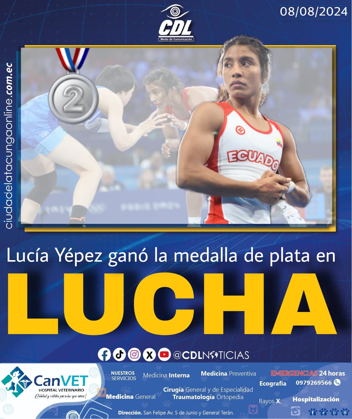 Lucía Yépez ganó la medalla de plata en lucha