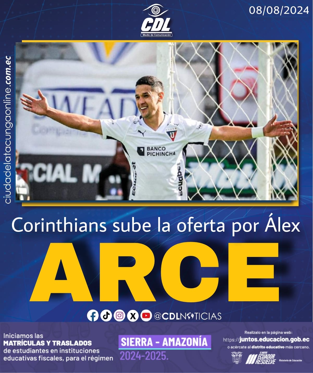 Corinthians sube la oferta por Álex Arce