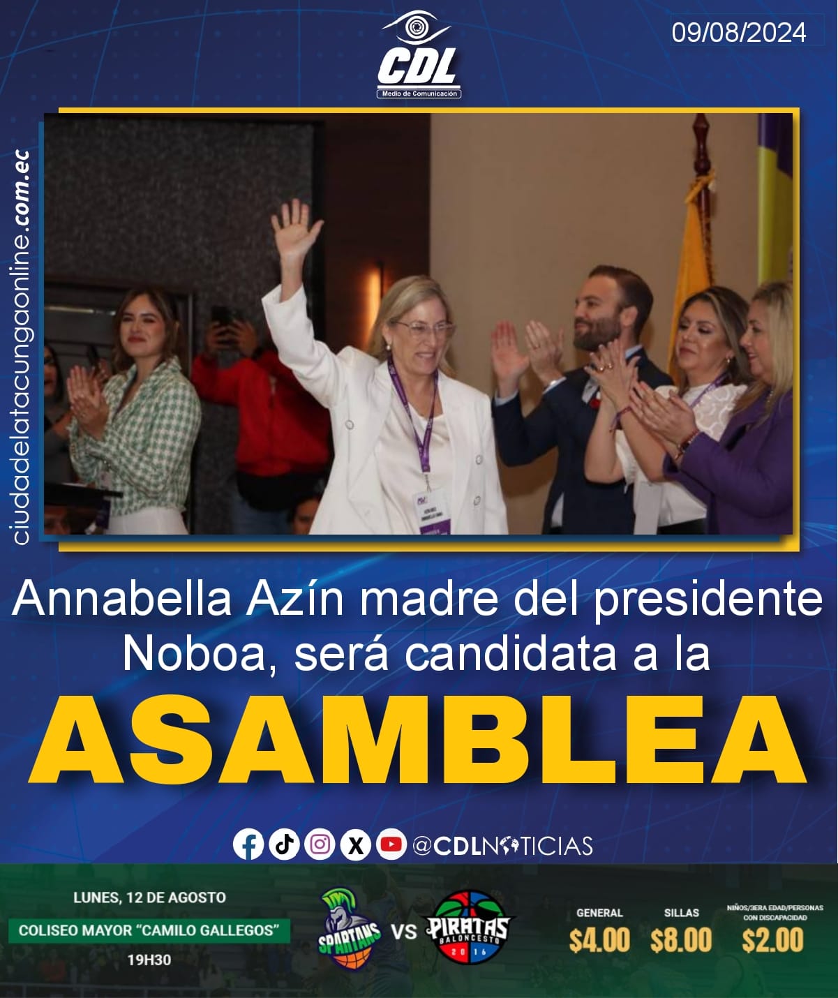 Annabella Azín madre del presidente Noboa, será candidata a la Asamblea Nacional