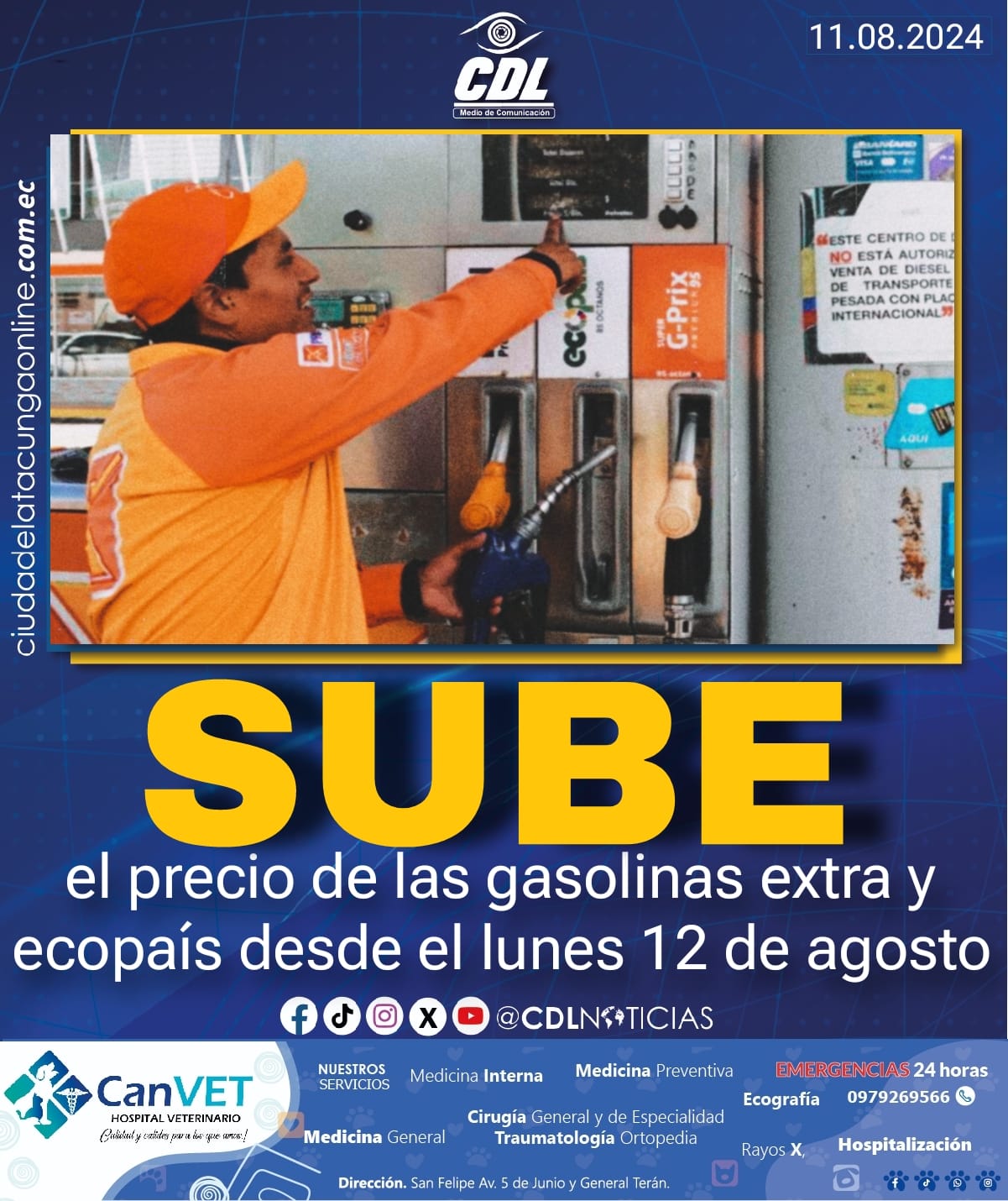 Sube el precio de las gasolinas extra y ecopaís desde el lunes 12 de agosto
