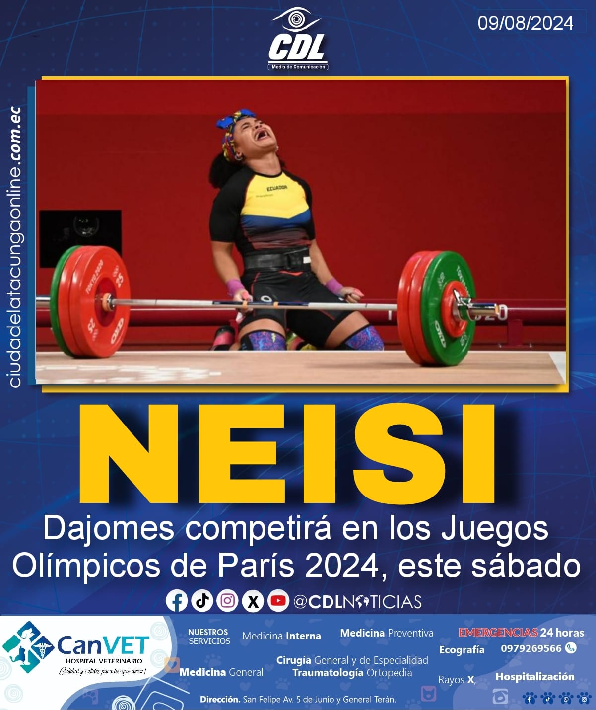 Neisi Dajomes competirá en los Juegos Olímpicos de París 2024, este sábado