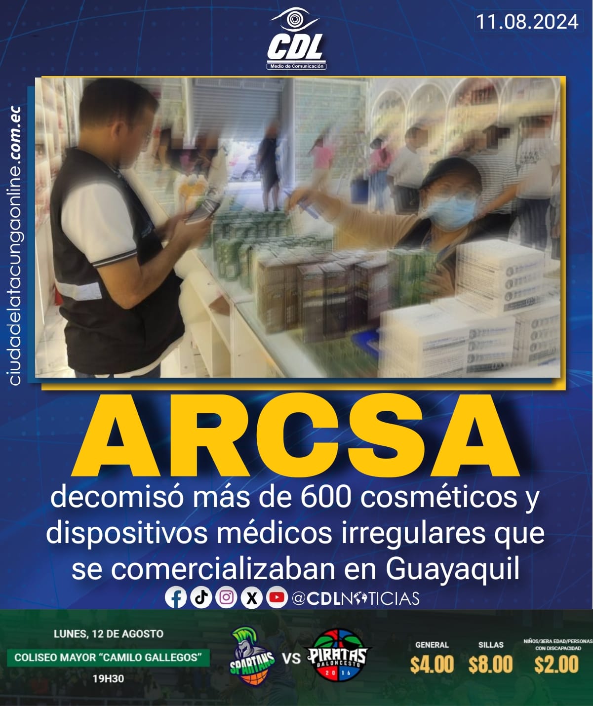 Arcsa decomisó más de 600 cosméticos y dispositivos médicos irregulares que se comercializaban en Guayaquil