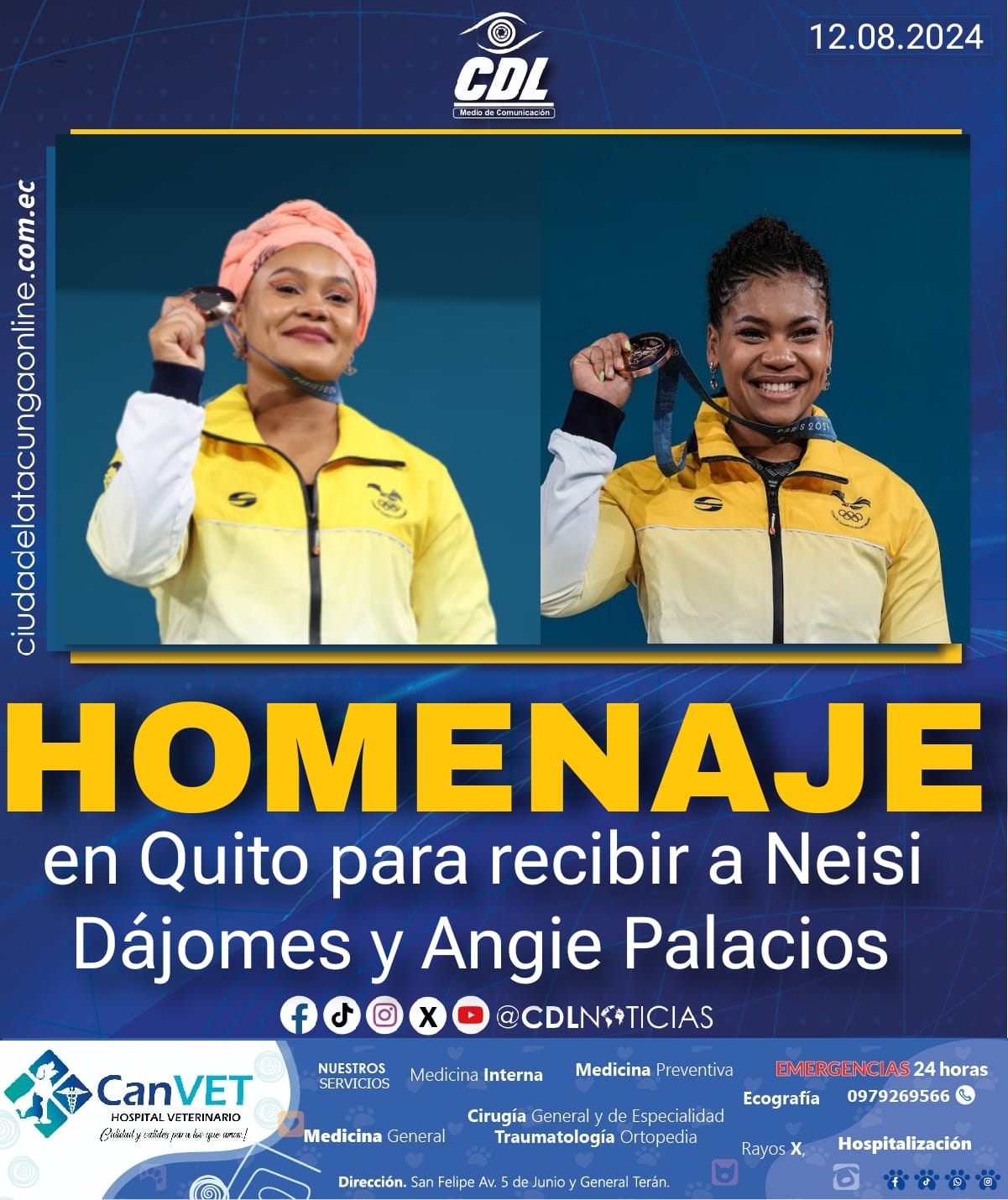 Habrá homenaje en Quito para recibir a Neisi Dájomes y Angie Palacios
