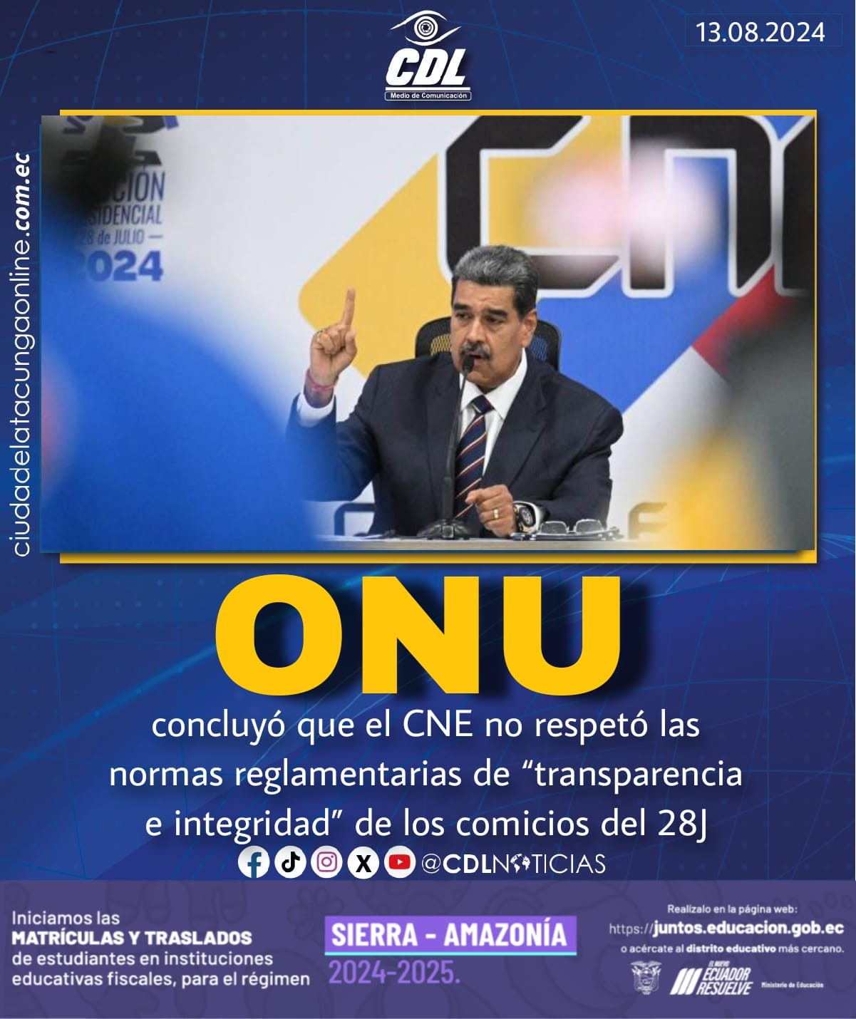 La ONU concluyó que el CNE no respetó las normas reglamentarias de “transparencia e integridad” de los comicios del 28J
