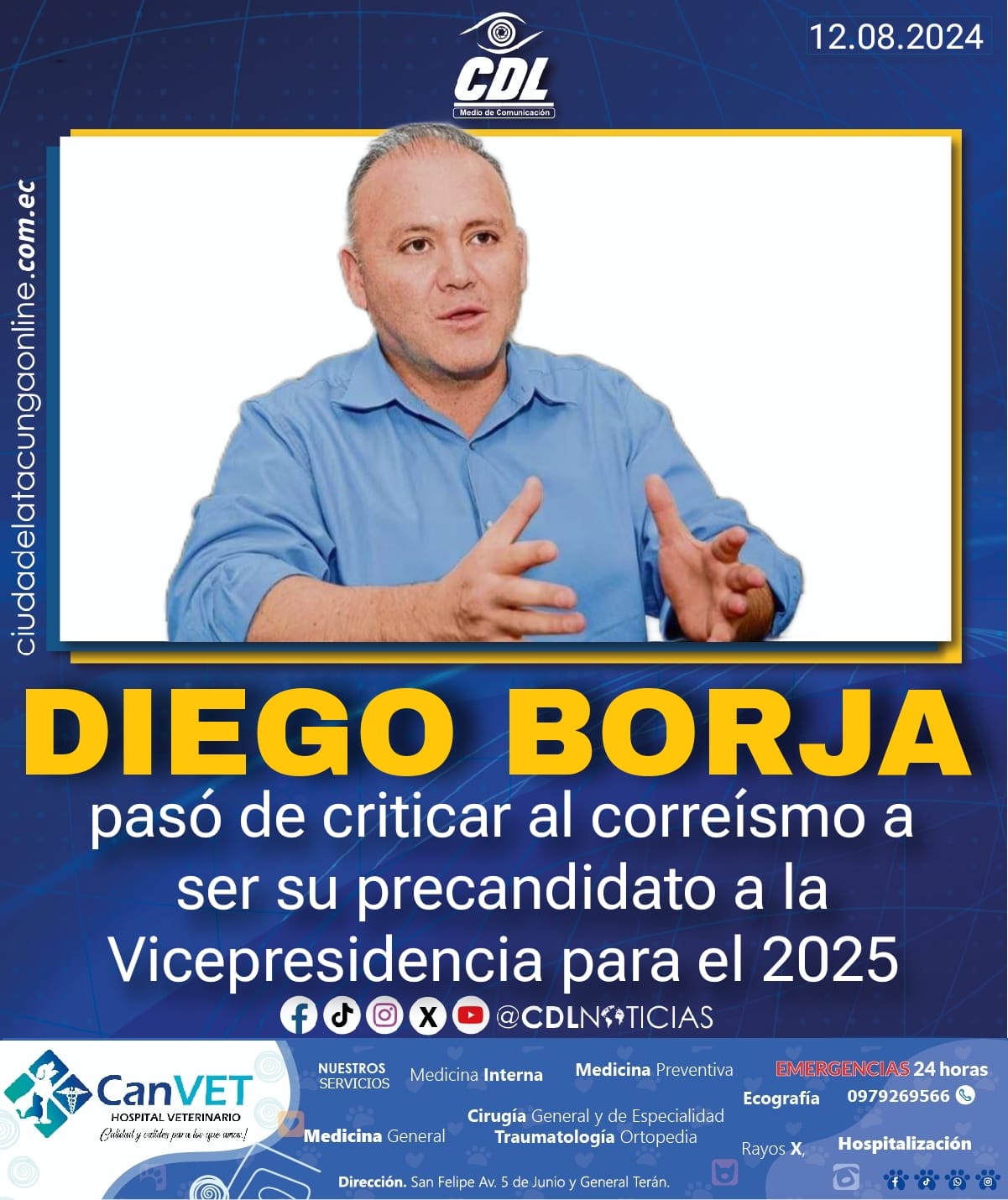 Diego Borja pasó de criticar al correísmo a ser su precandidato a la Vicepresidencia para el 2025