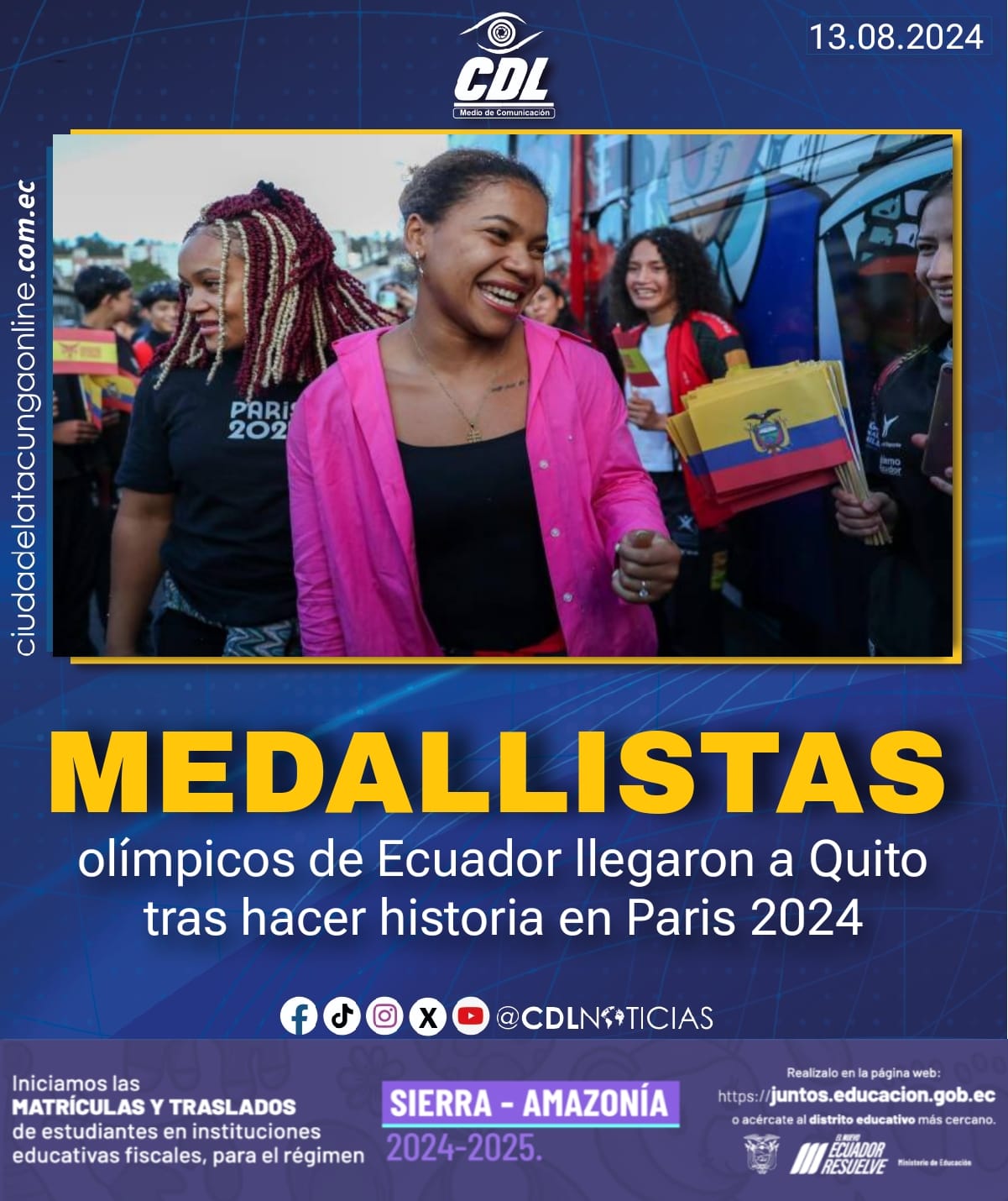 Medallistas olímpicos de Ecuador llegaron a Quito tras hacer historia en Paris 2024