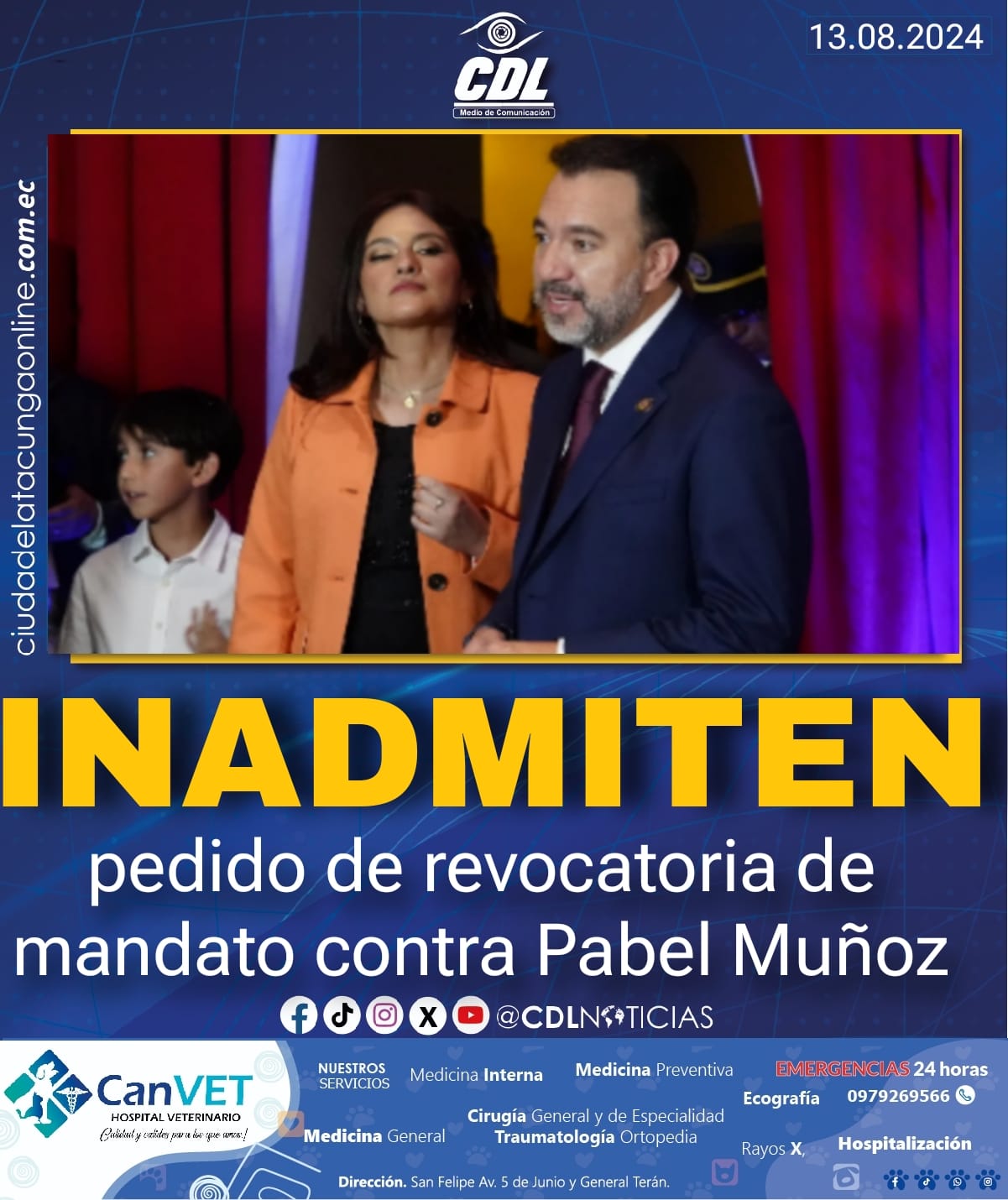 Inadmiten pedido de revocatoria de mandato contra Pabel Muñoz