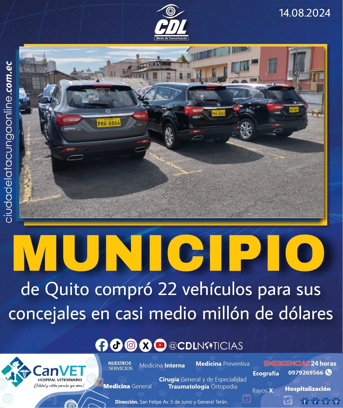 Municipio de Quito compró 22 vehículos para sus concejales en casi medio millón de dólares