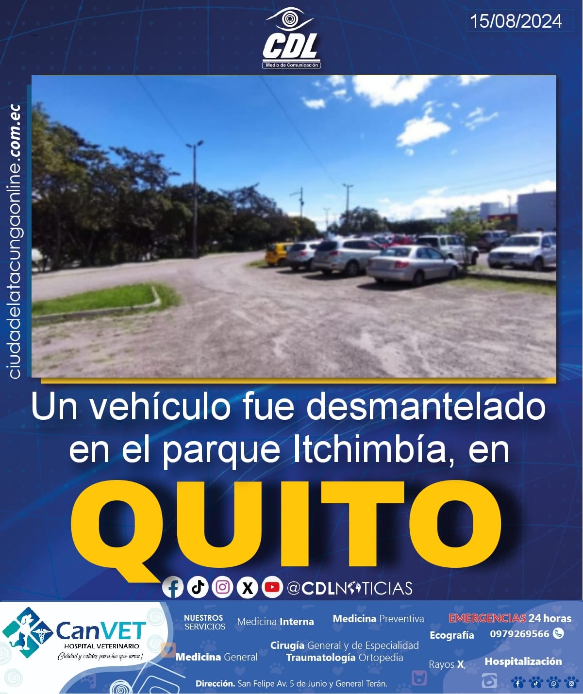 Un vehículo fue desmantelado en el parque Itchimbía, en Quito