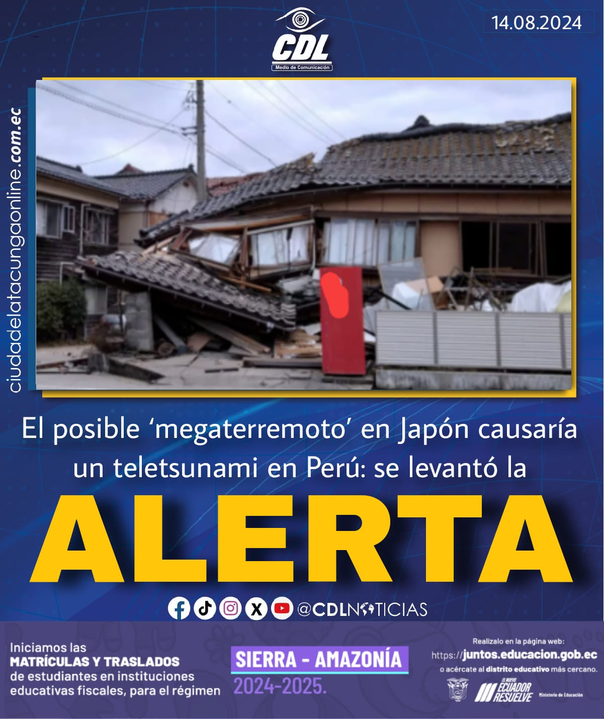 El posible ‘megaterremoto’ en Japón causaría un teletsunami en Perú: se levantó la alerta