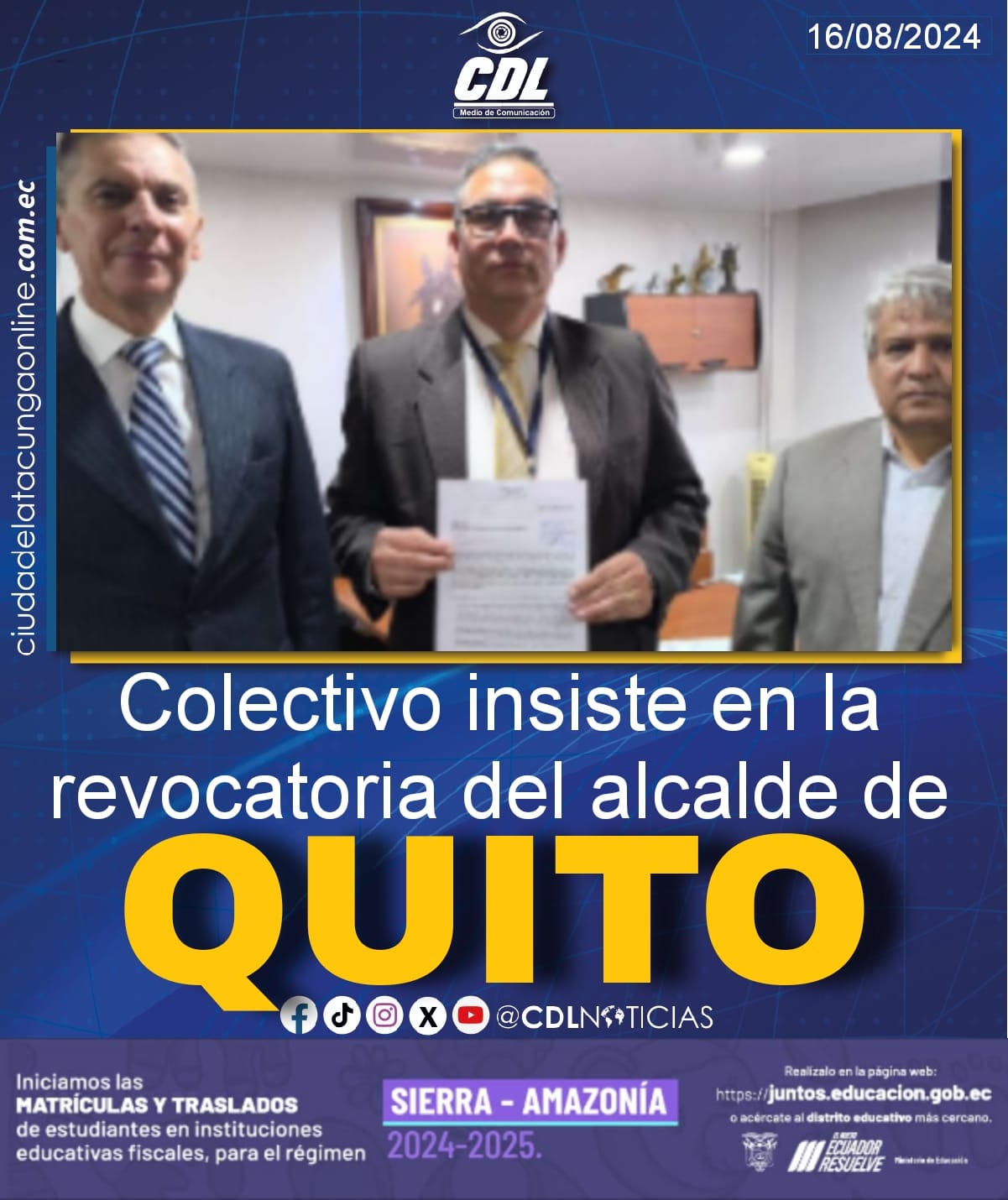 Colectivo insiste en la revocatoria del alcalde de Quito