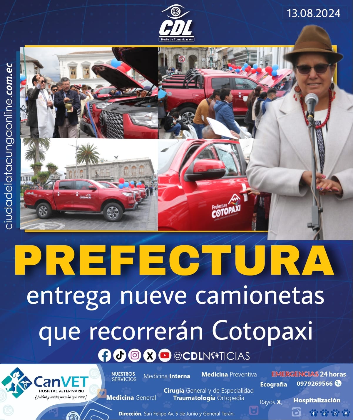 Prefectura entrega nueve camionetas que recorrerán Cotopaxi