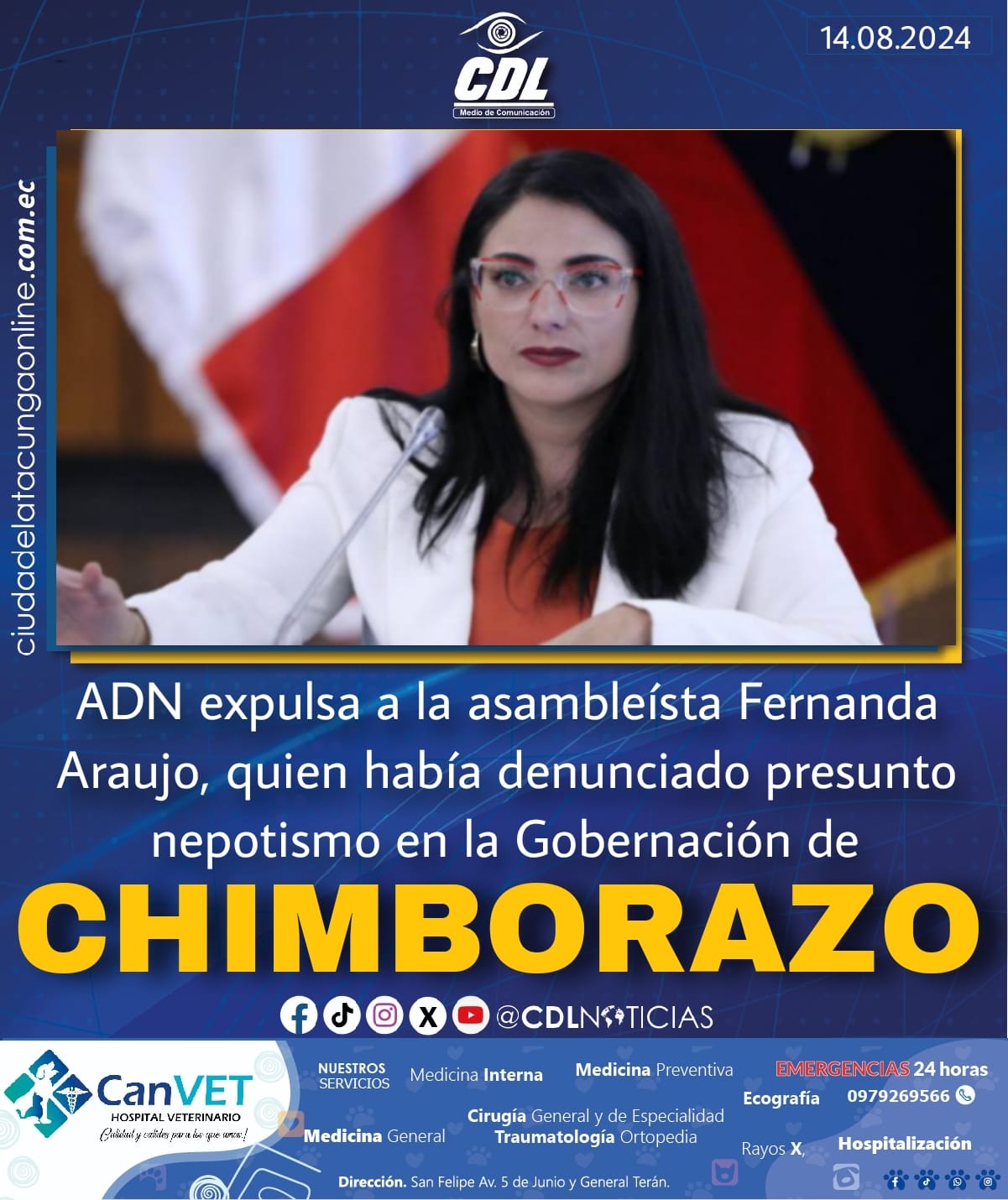 ADN expulsa a la asambleísta Fernanda Araujo, quien había denunciado presunto nepotismo en la Gobernación de Chimborazo