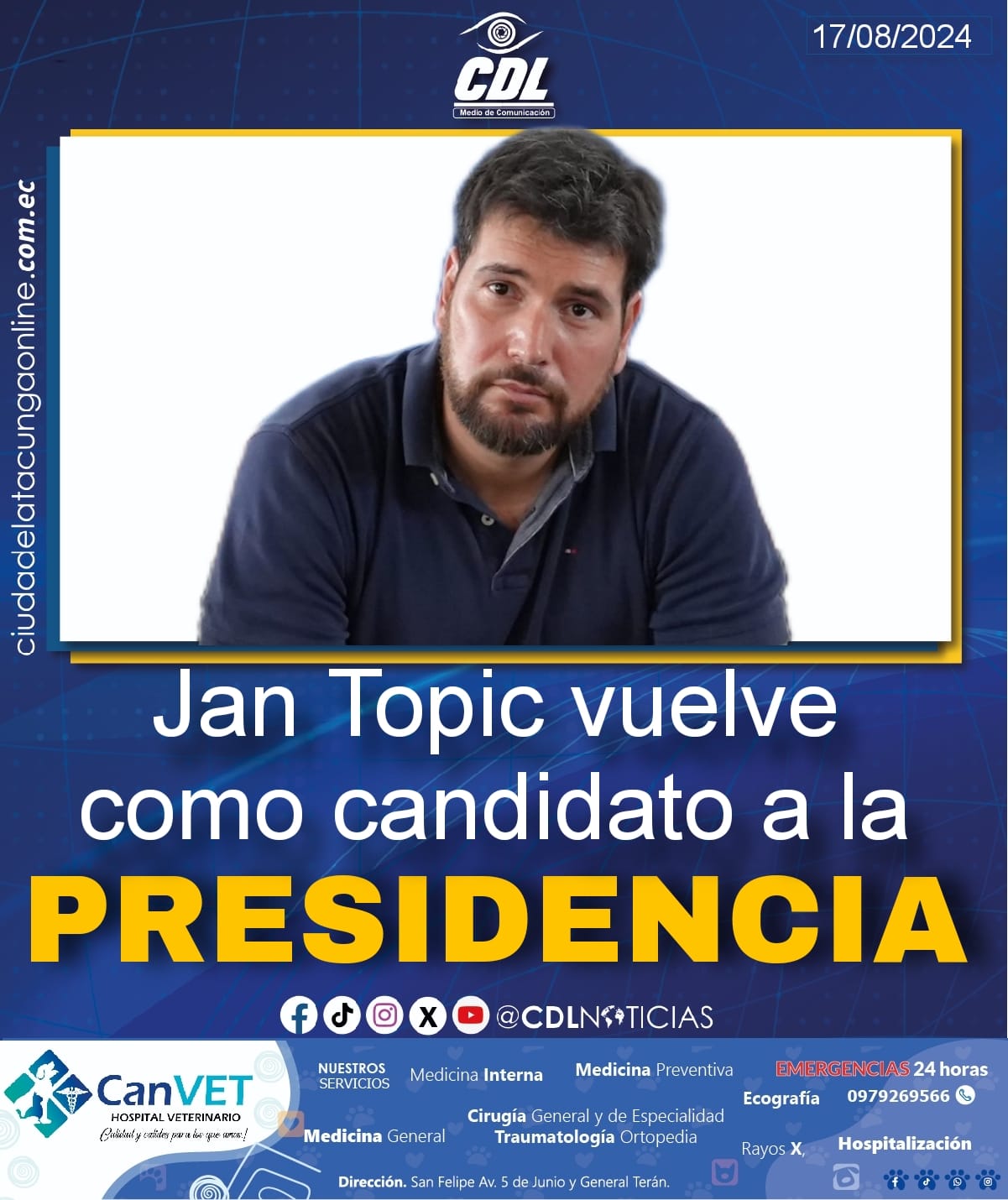 Jan Topic vuelve como candidato a la presidencia