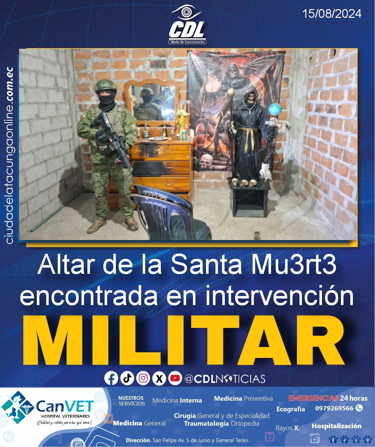 Altar de la Santa Mu3rt3 encontrada en intervención Militar