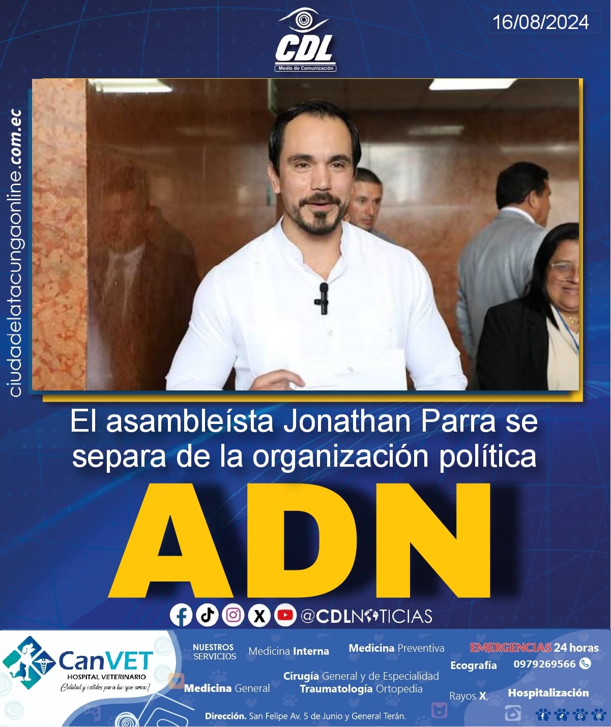 El asambleísta Jonathan Parra se separa de la organización política ADN