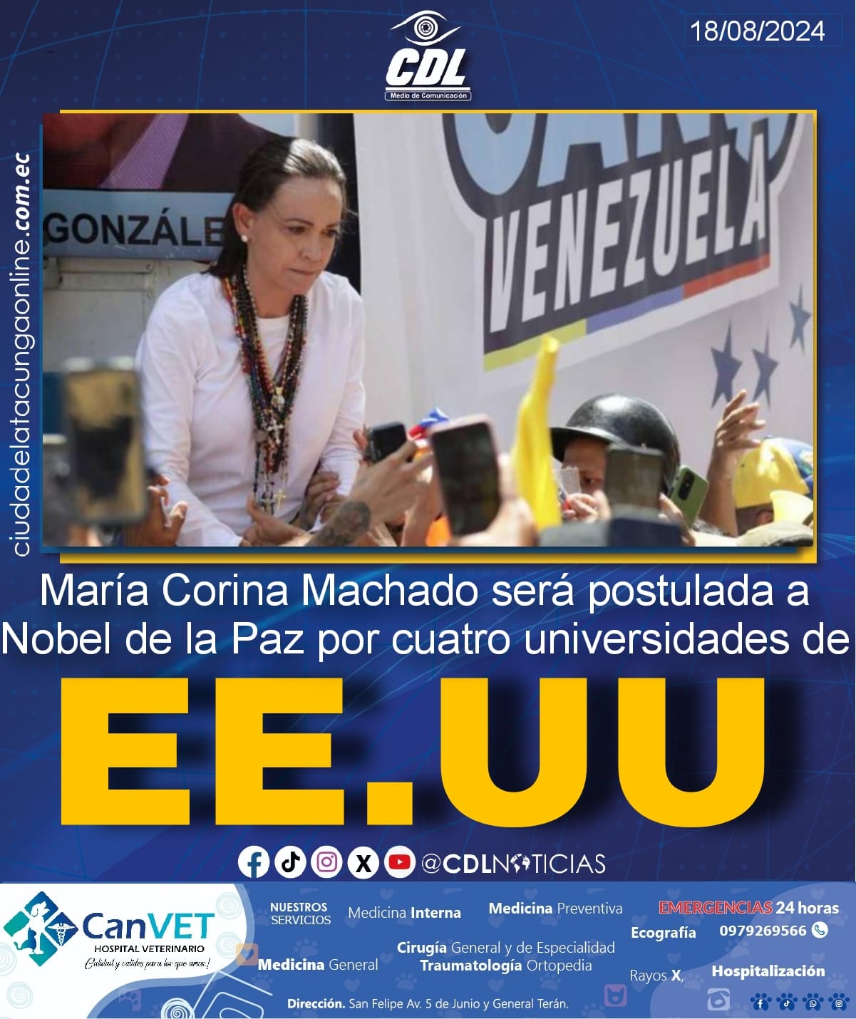 María Corina Machado será postulada a Nobel de la Paz por cuatro universidades de Estados Unidos