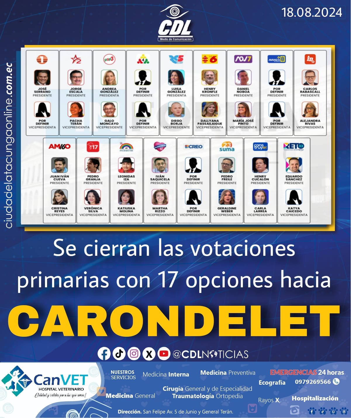 Se cierran las votaciones primarias con 17 opciones hacia Carondelet