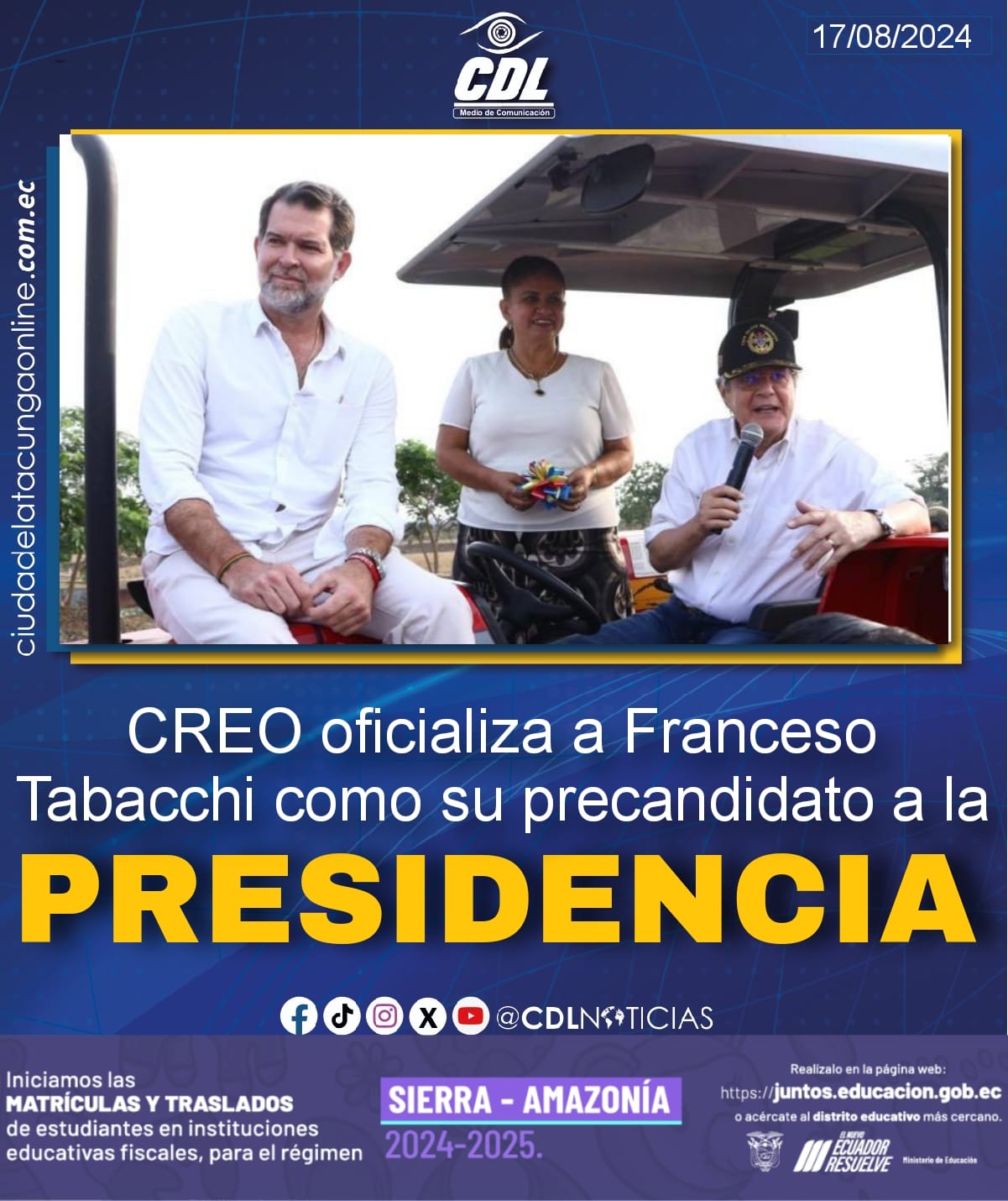 CREO oficializa a Franceso Tabacchi como su precandidato a la Presidencia