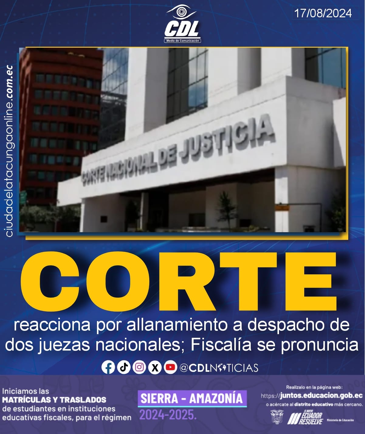 Corte reacciona por allanamiento a despacho de dos juezas nacionales; Fiscalía se pronuncia