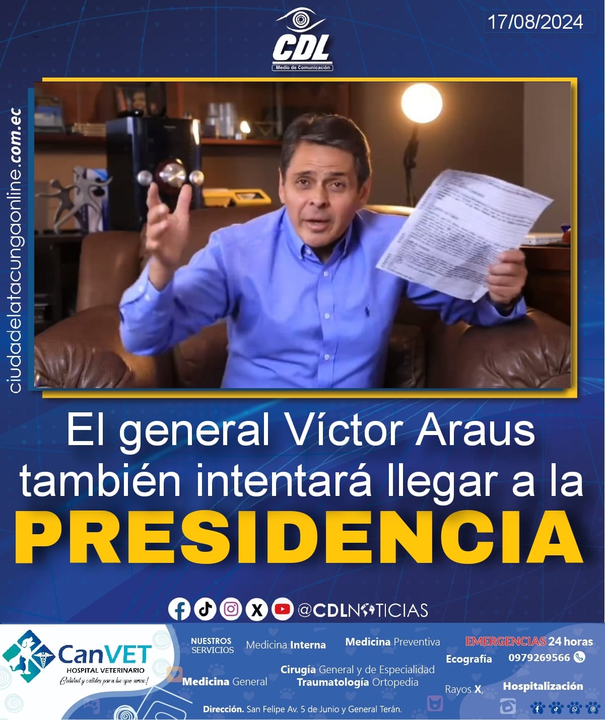 El general Víctor Araus también intentará llegar a la Presidencia