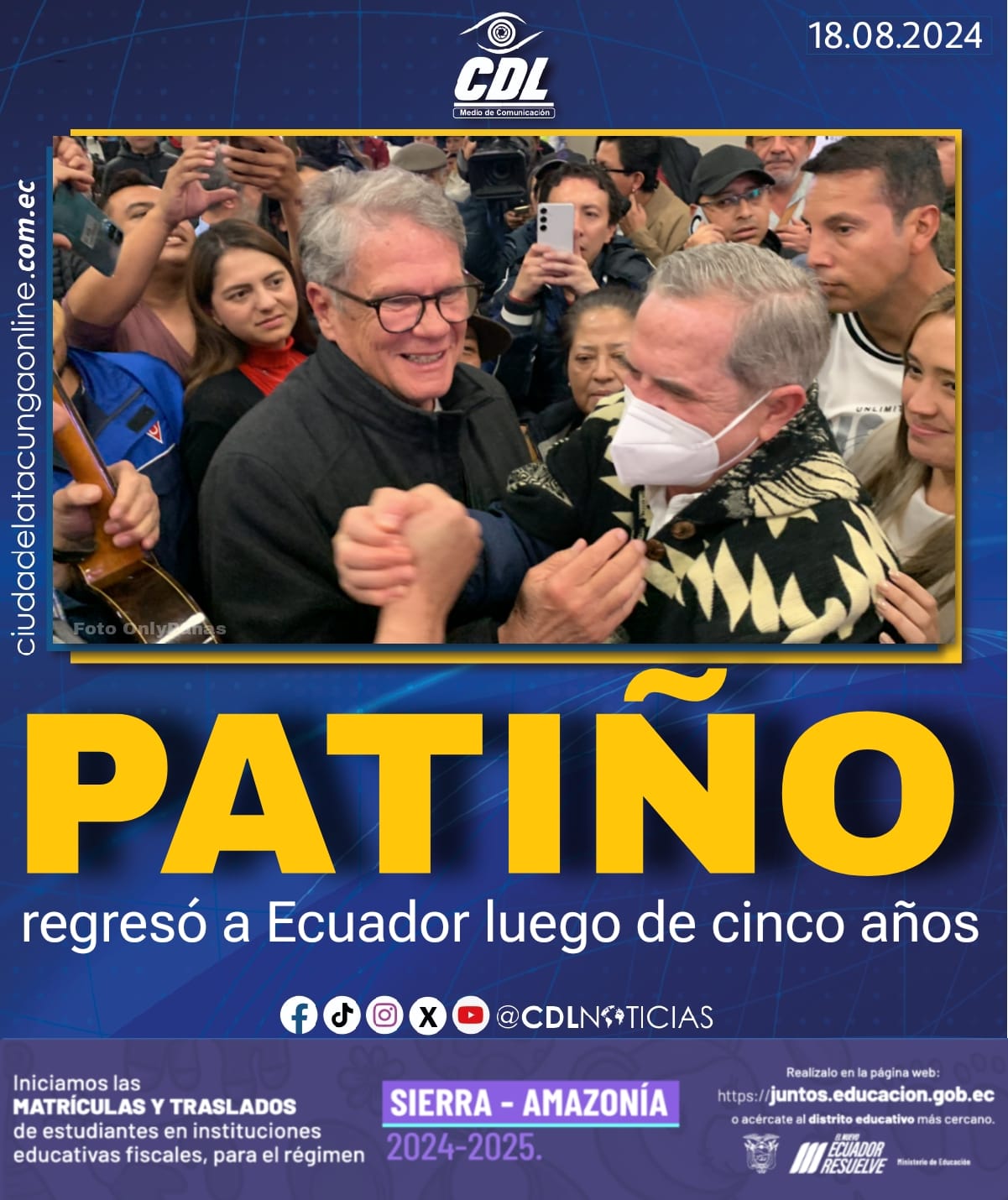 Ricardo Patiño regresó a Ecuador luego de cinco años
