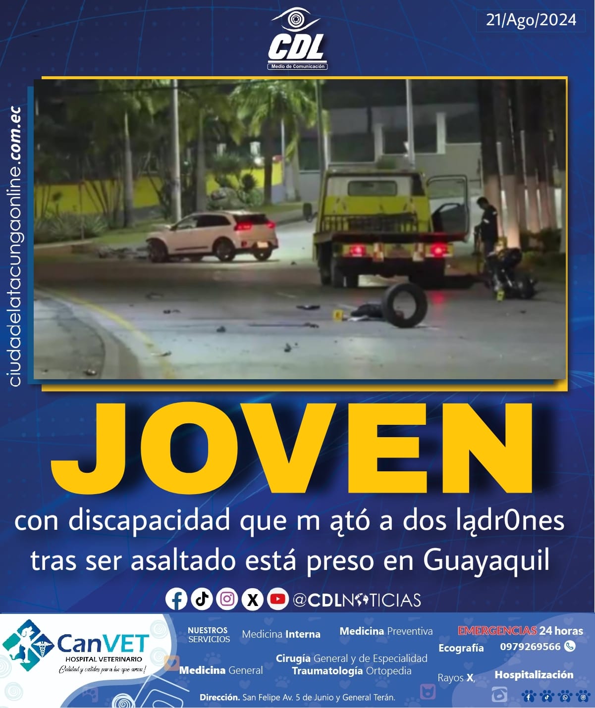 Un joven con discapacidad que m ątó a dos lądr0nes tras ser asaltado está preso en Guayaquil