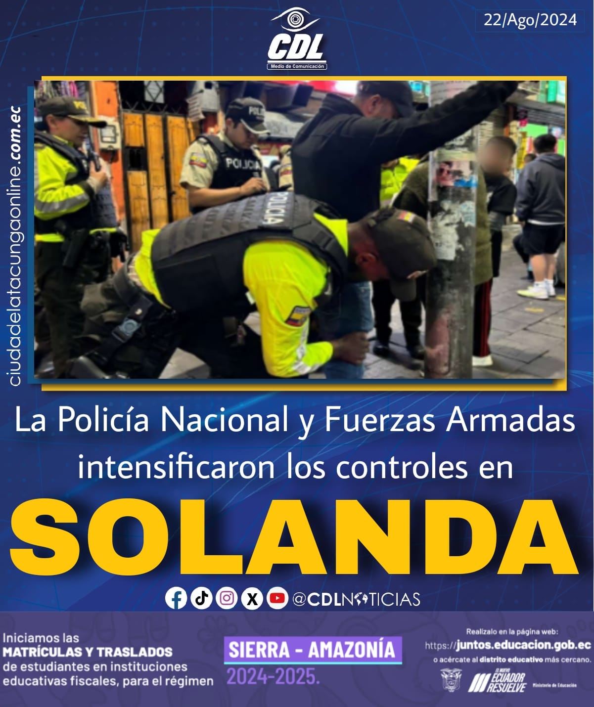La Policía Nacional y Fuerzas Armadas intensificaron los controles en Solanda, sur de Quito.