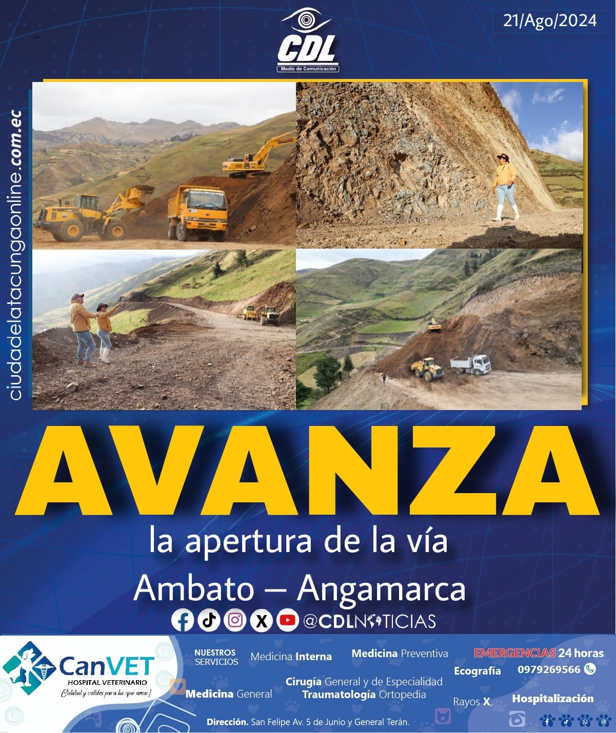 Avanza la apertura de la vía Ambato – Angamarca