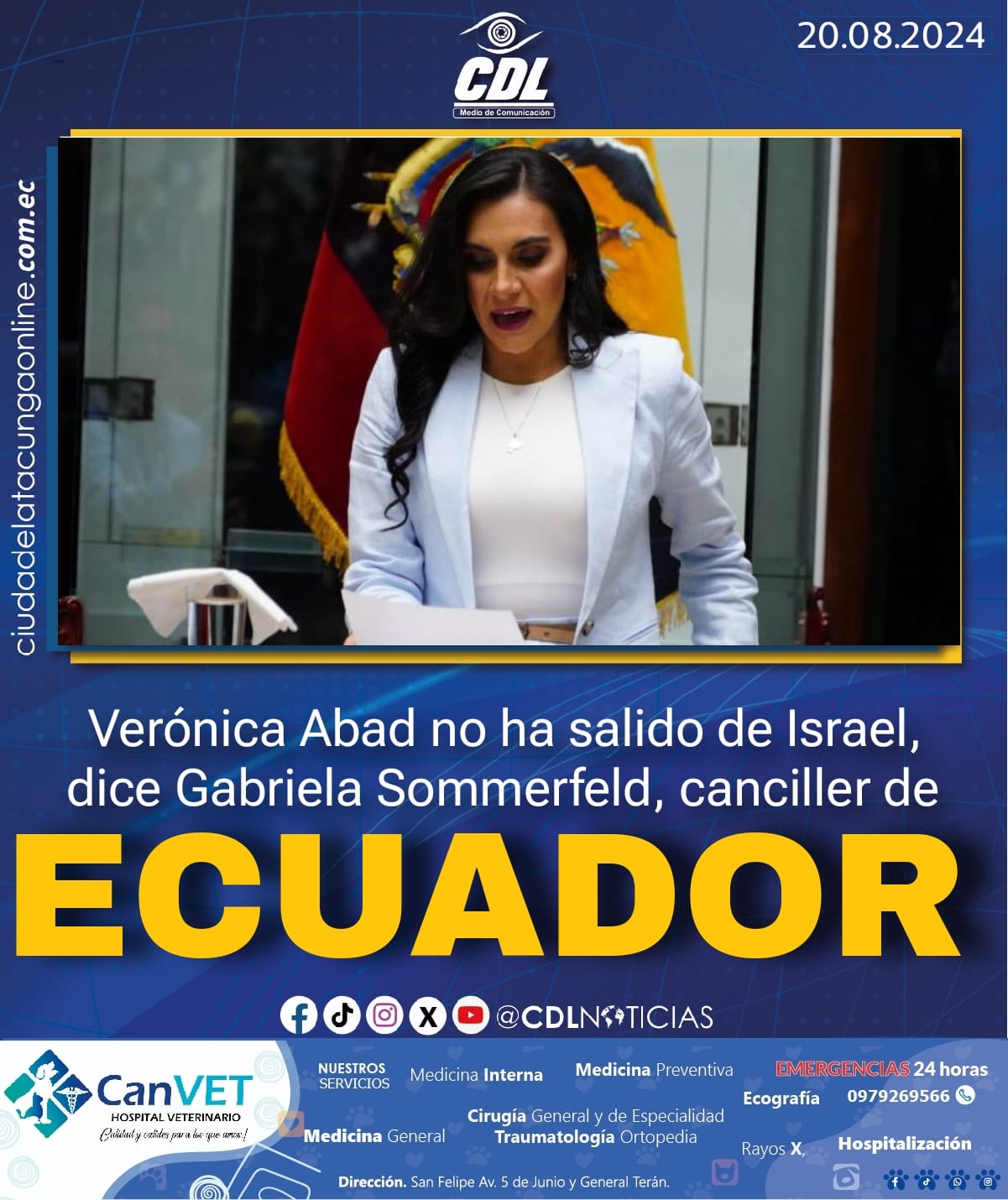 Verónica Abad no ha salido de Israel, dice Gabriela Sommerfeld, canciller de Ecuador