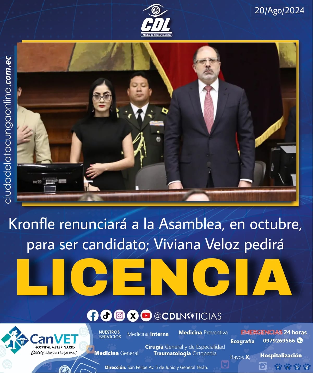 Kronfle renunciará a la Asamblea, en octubre, para ser candidato; Viviana Veloz pedirá licencia
