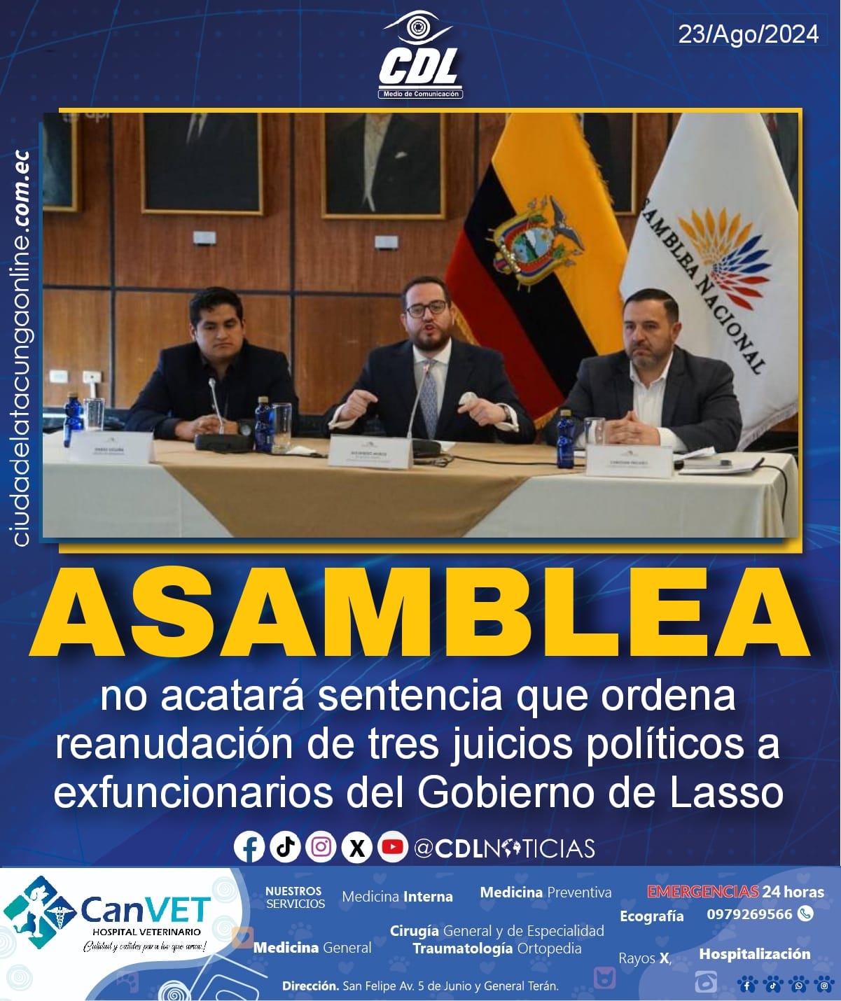 Asamblea no acatará sentencia que ordena reanudación de tres juicios políticos a exfuncionarios del Gobierno de Lasso
