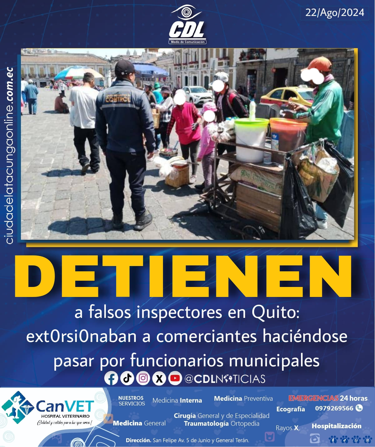 Detienęn a falsos inspectores en Quito: ext0rsi0naban a comerciantes haciéndose pasar por funcionarios municipales