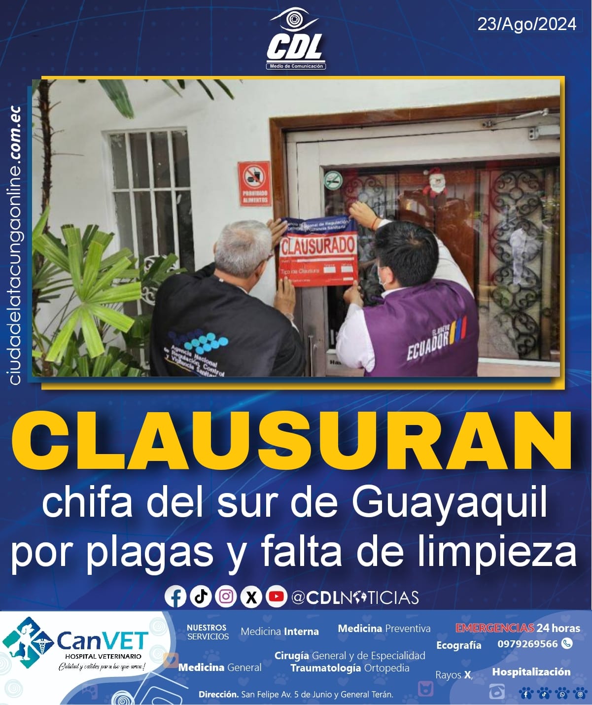 Clausuran chifa del sur de Guayaquil por plagas y falta de limpieza