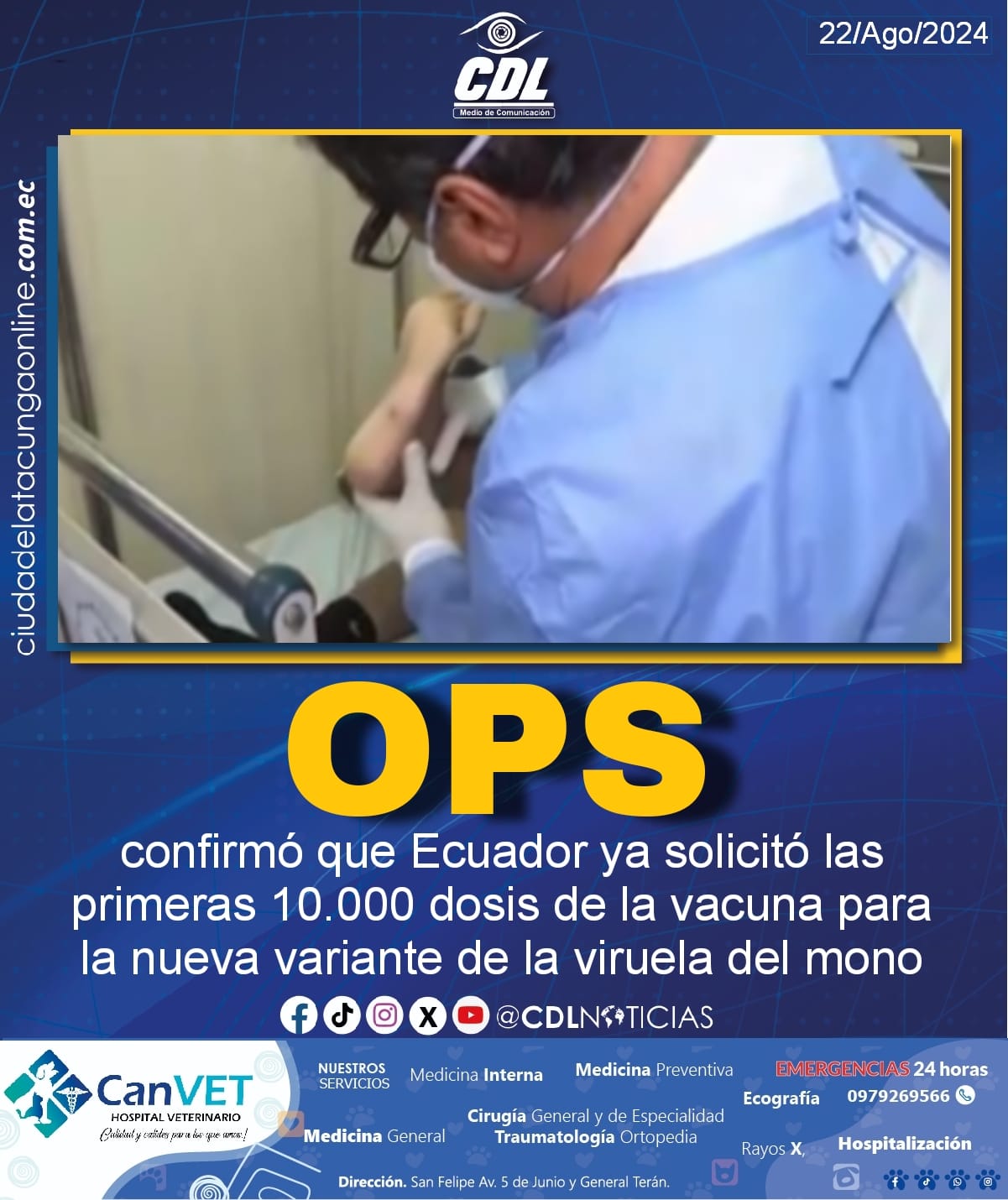 La OPS confirmó que Ecuador ya solicitó las primeras 10.000 dosis de la vacuna para la nueva variante de la viruela del mono