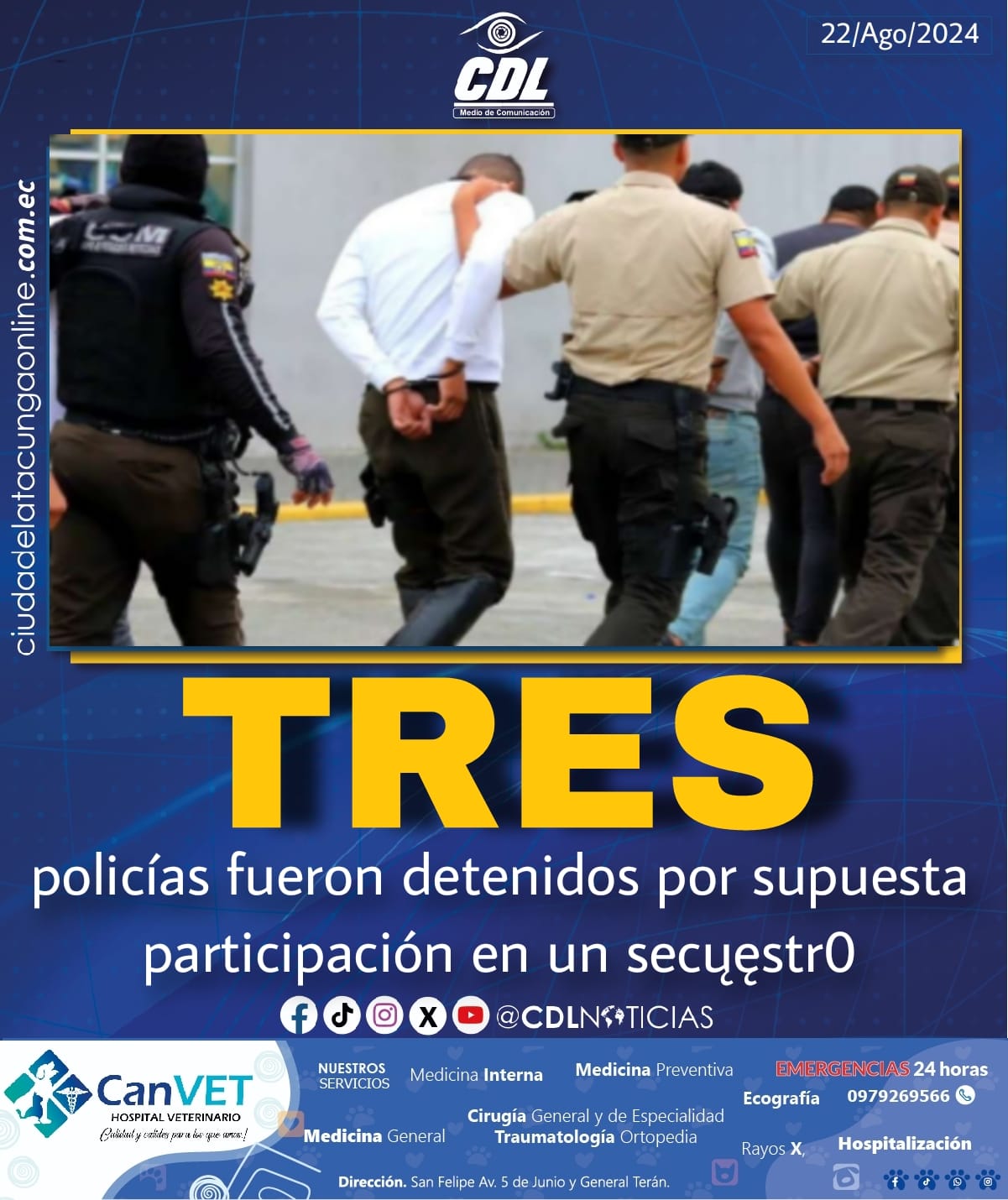 Tres policías fueron detenidos por supuesta participación en un secųęstr0