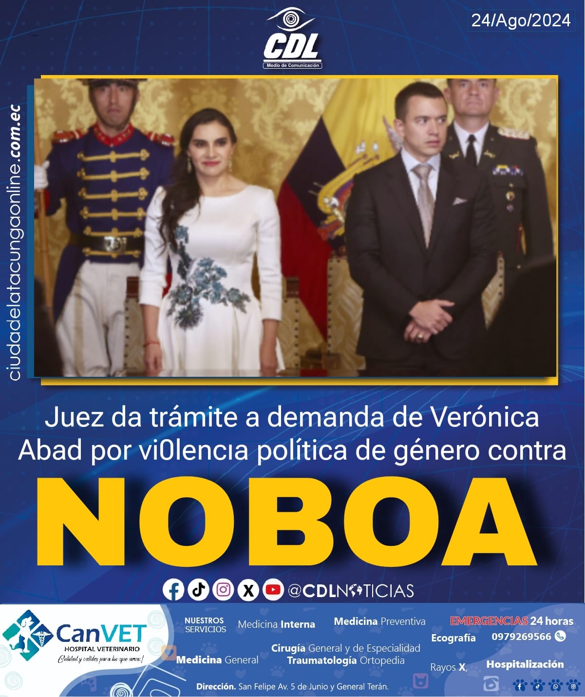 Juez da trámite a demanda de Verónica Abad por vi0 lencıa política de género contra Noboa