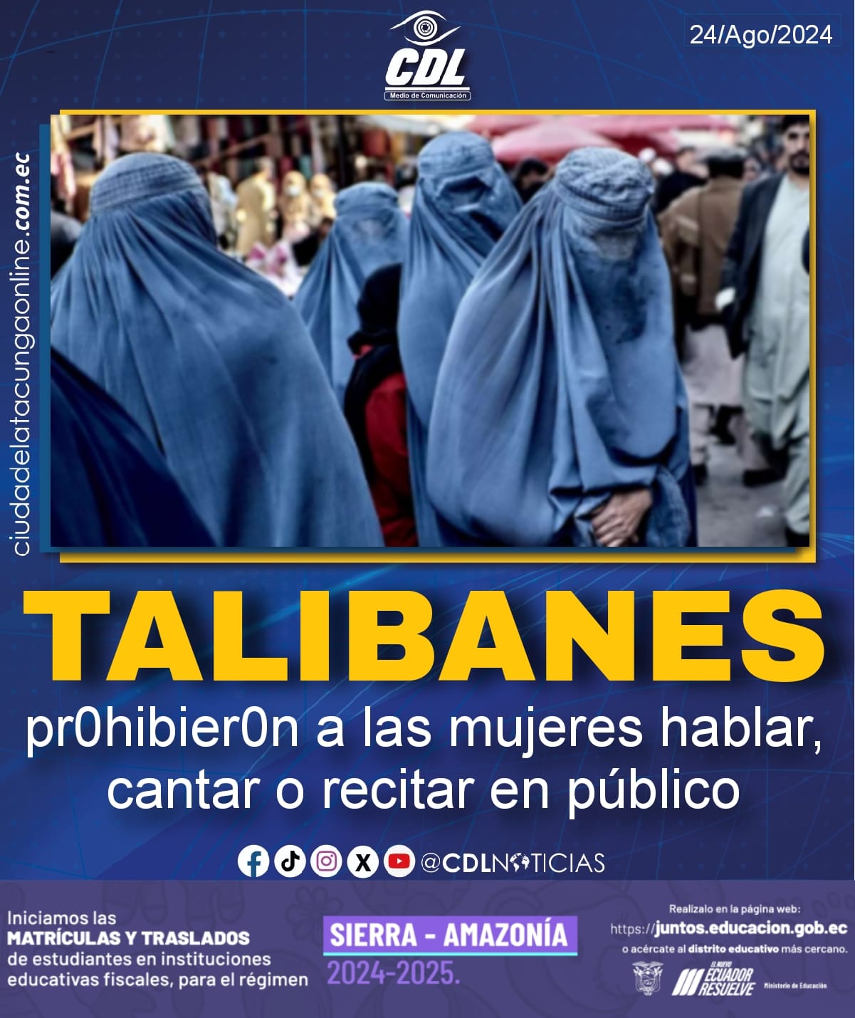Los talibanes prohibieron a las mujeres hablar, cantar o recitar en público
