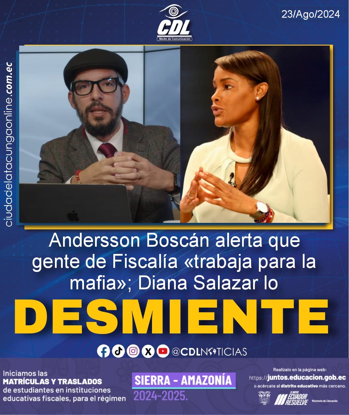 Andersson Boscán alerta que gente de Fiscalía «trabaja para la mafia»; Diana Salazar lo desmiente