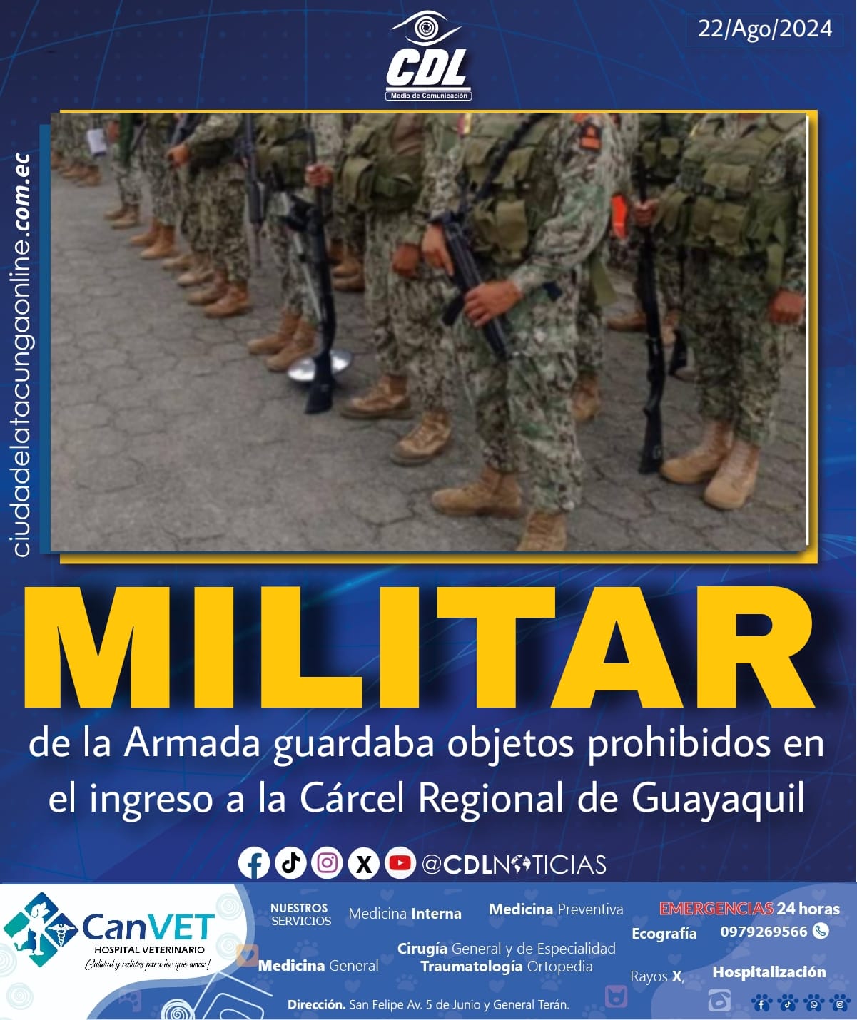 Un militar de la Armada guardaba objetos prohibidos en el ingreso a la Cárcel Regional de Guayaquil