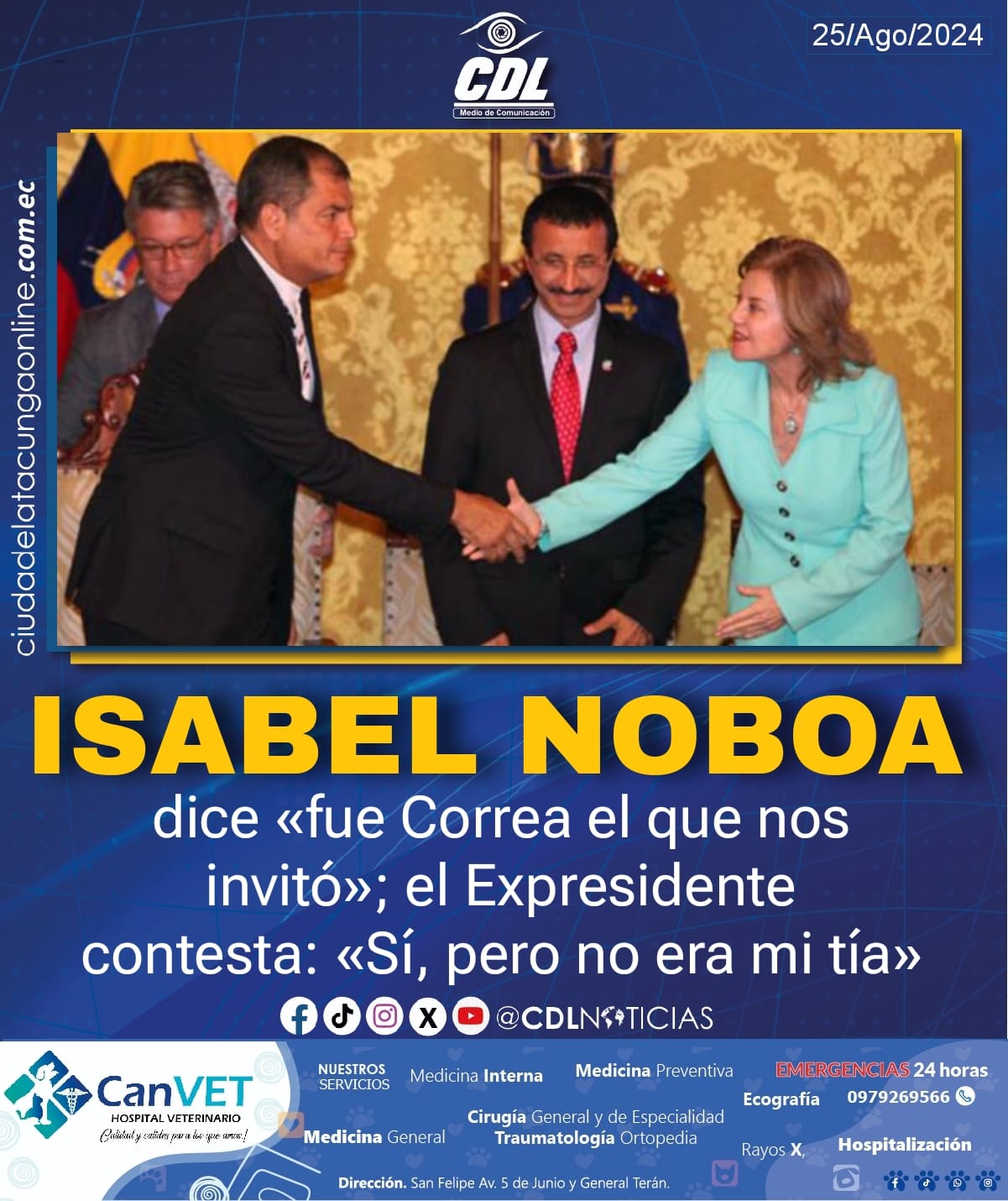 Caso Codana: Isabel Noboa dice «fue Correa el que nos invitó»; el Expresidente contesta: «Sí, pero no era mi tía»