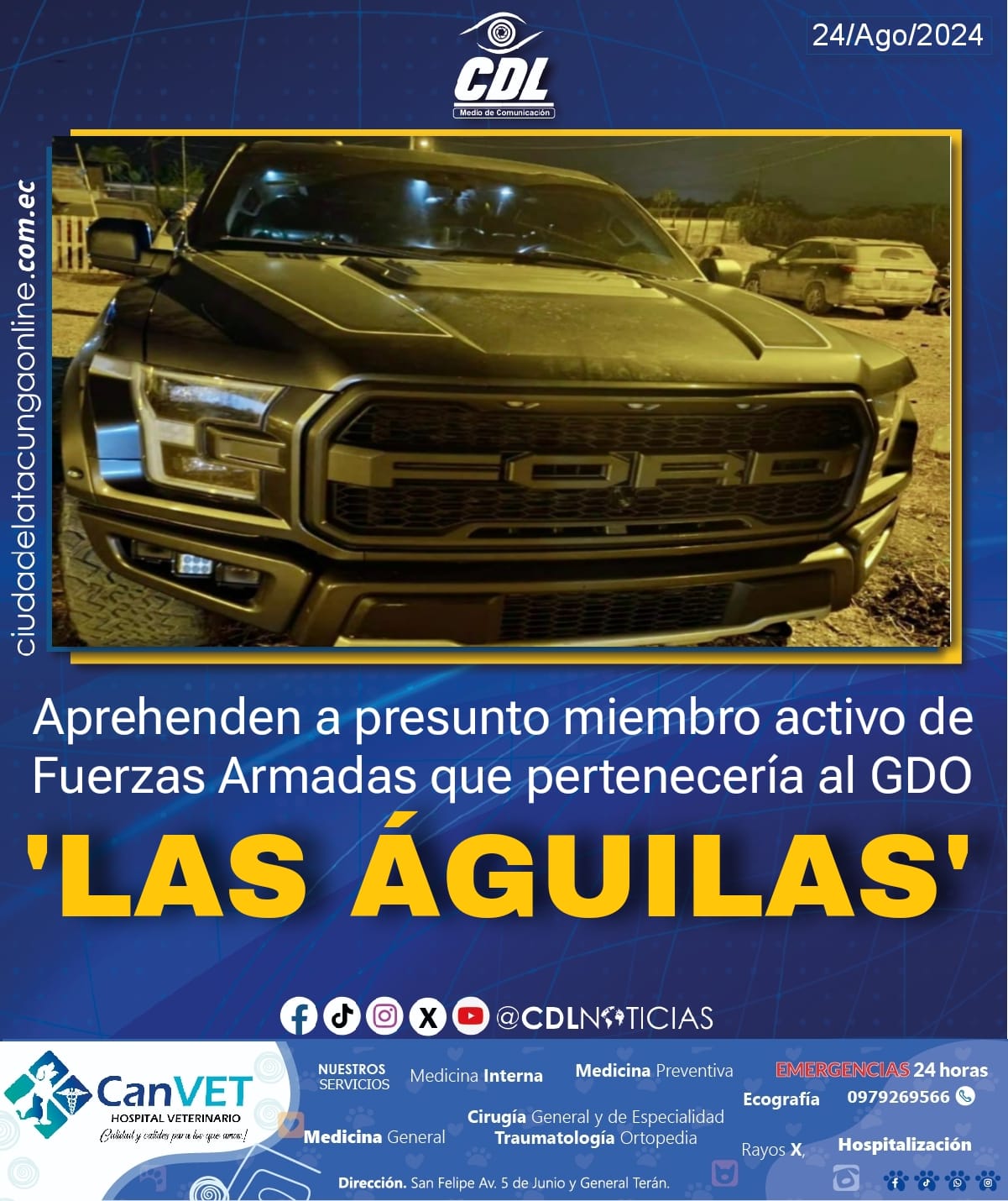 Aprehenden a presunto miembro activo de Fuerzas Armadas que pertenecería al GDO “Las Águilas” en Milagro