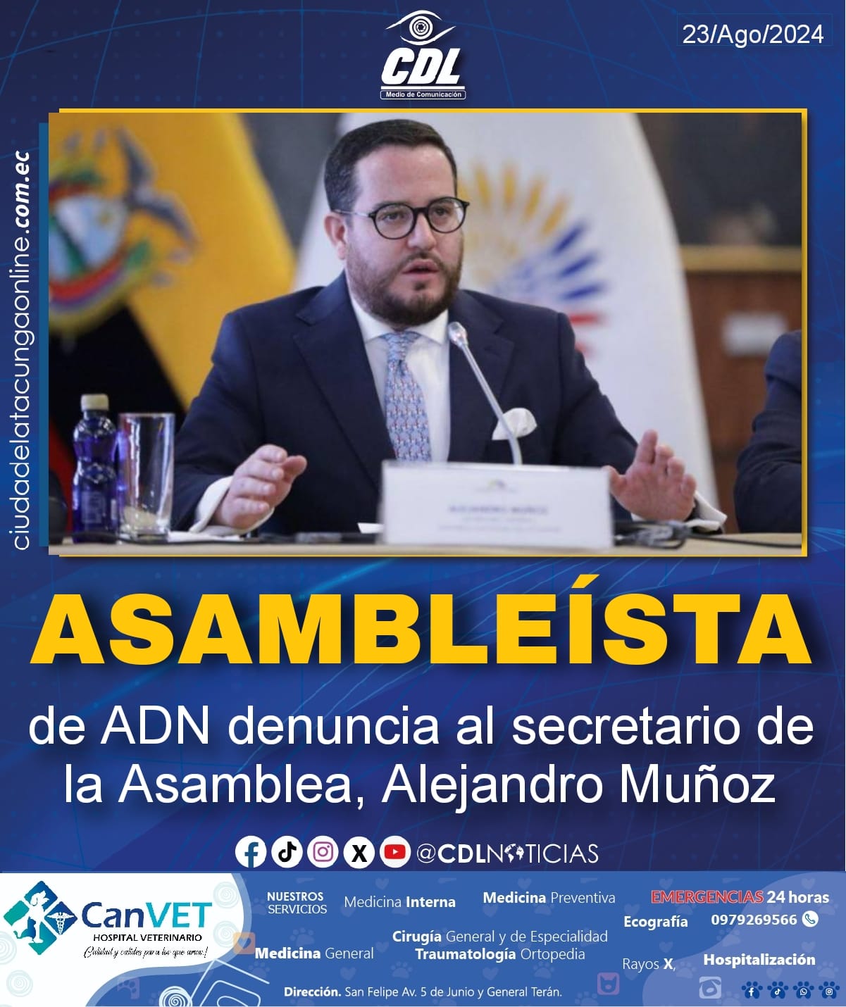 Un asambleísta de ADN denuncia al secretario de la Asamblea, Alejandro Muñoz