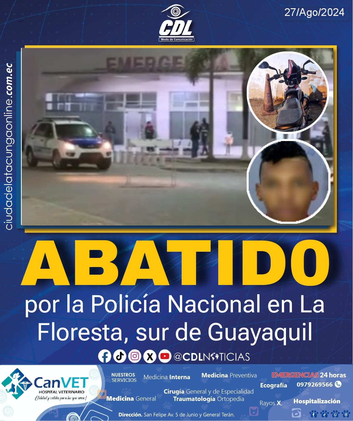 Un hombre fue abatid0 por la Policía Nacional en La Floresta, sur de Guayaquil