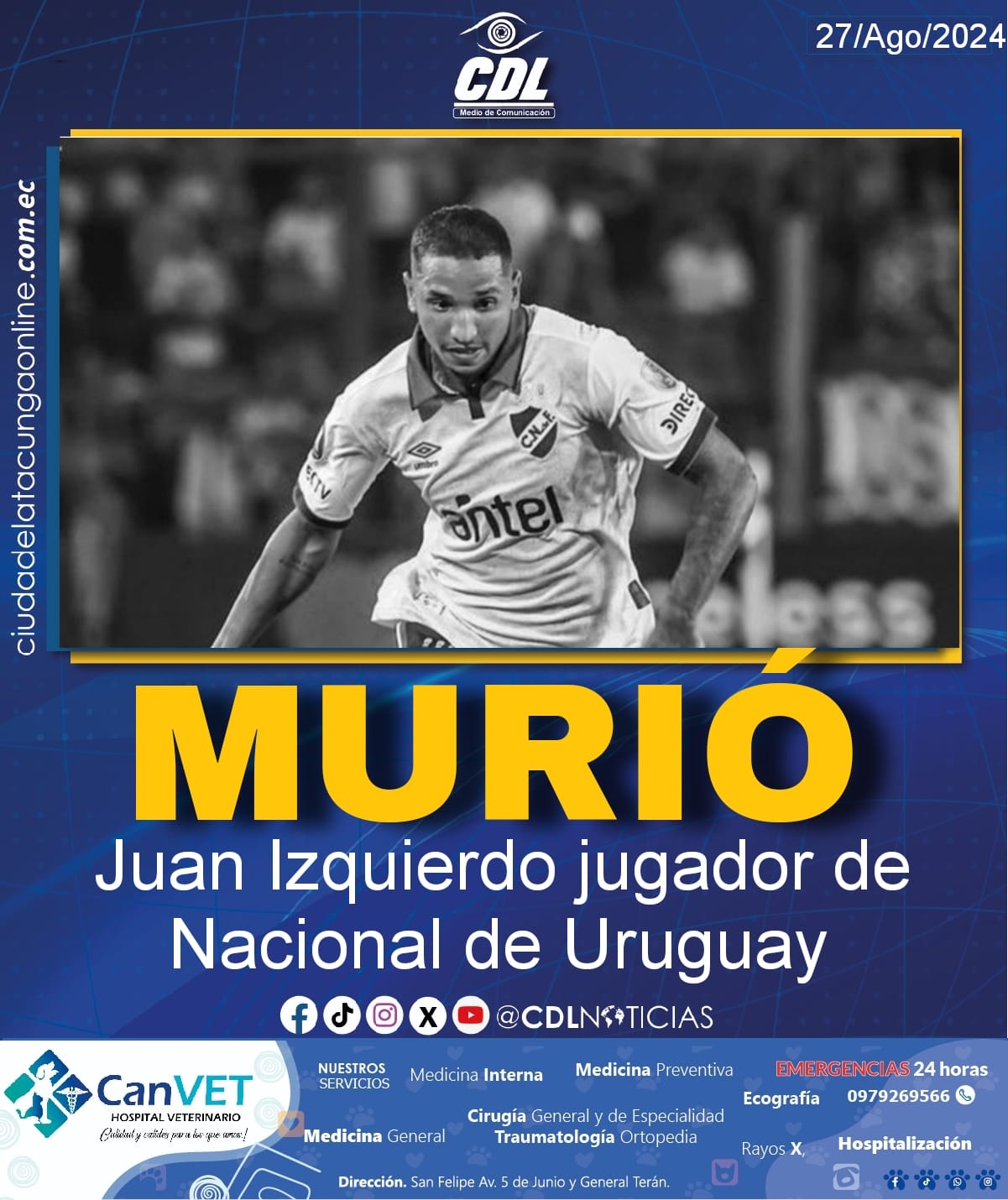 Murió Juan Izquierdo jugador de Nacional de Uruguay