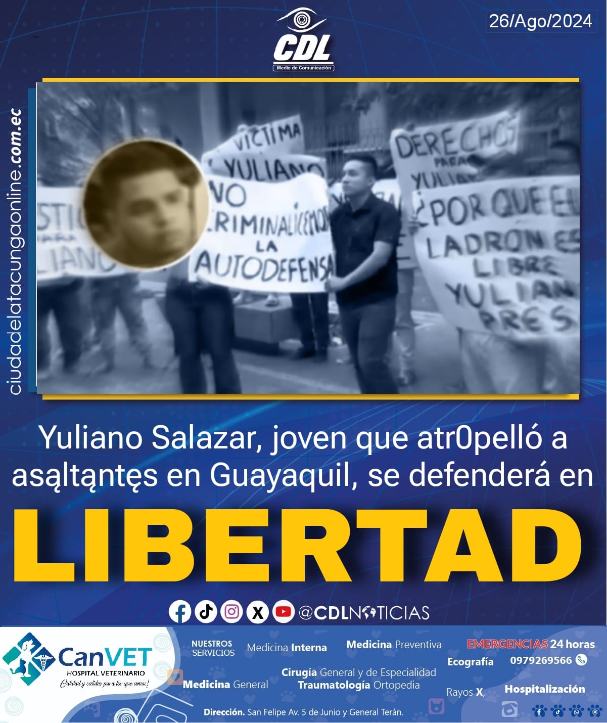 Yuliano Salazar, joven que atropelló a asaltantes en Guayaquil, se defenderá en libertad