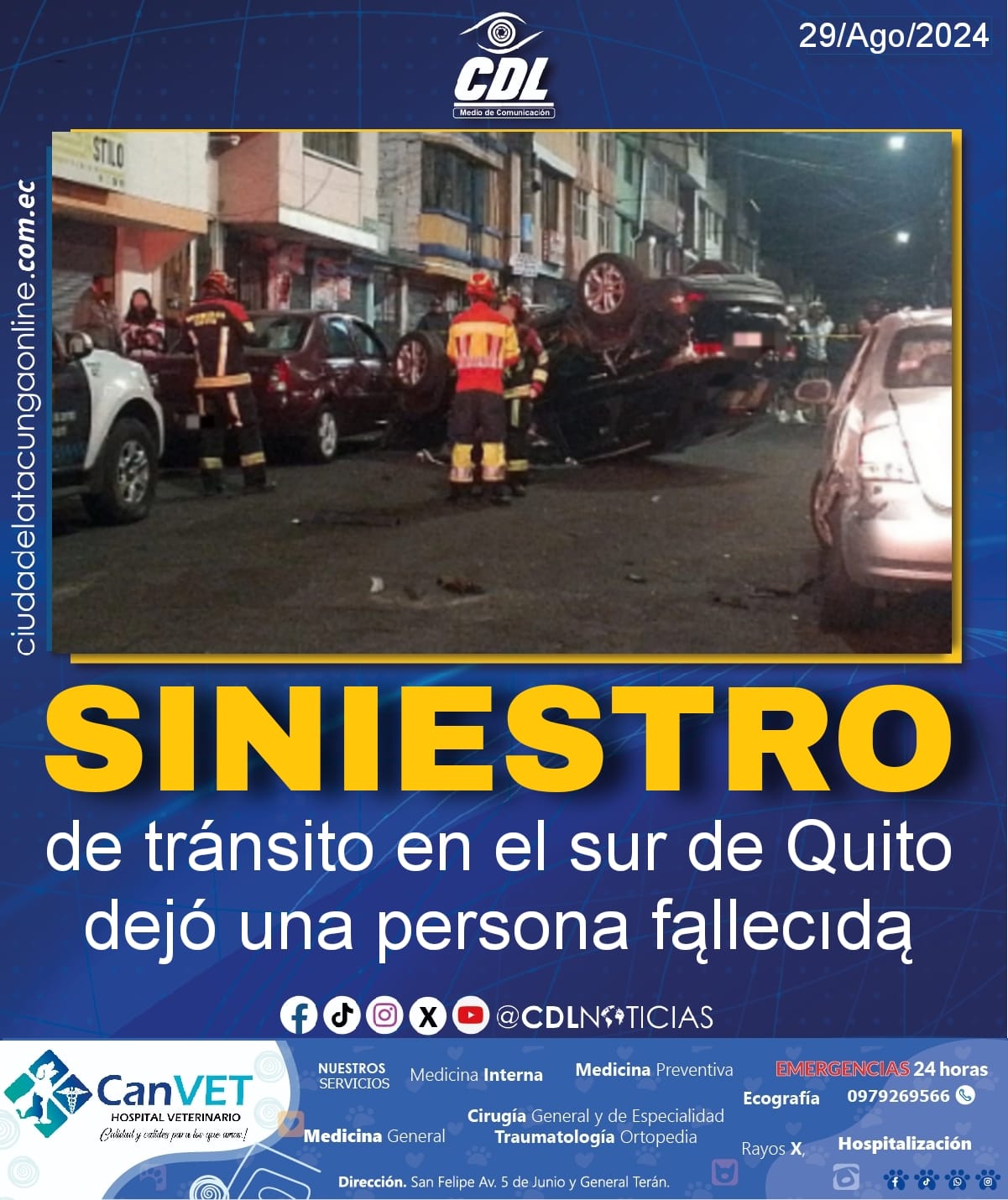 Siniestro de tránsito en el sur de Quito dejó una persona fąllecıdą