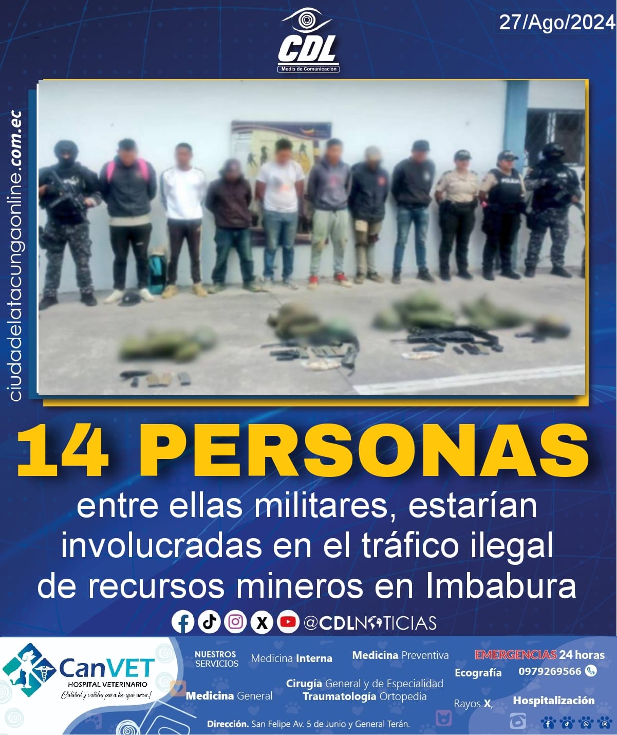 14 personas, entre ellas militares, estarían involucradas en el tráfico ilegal de recursos mineros en Imbabura